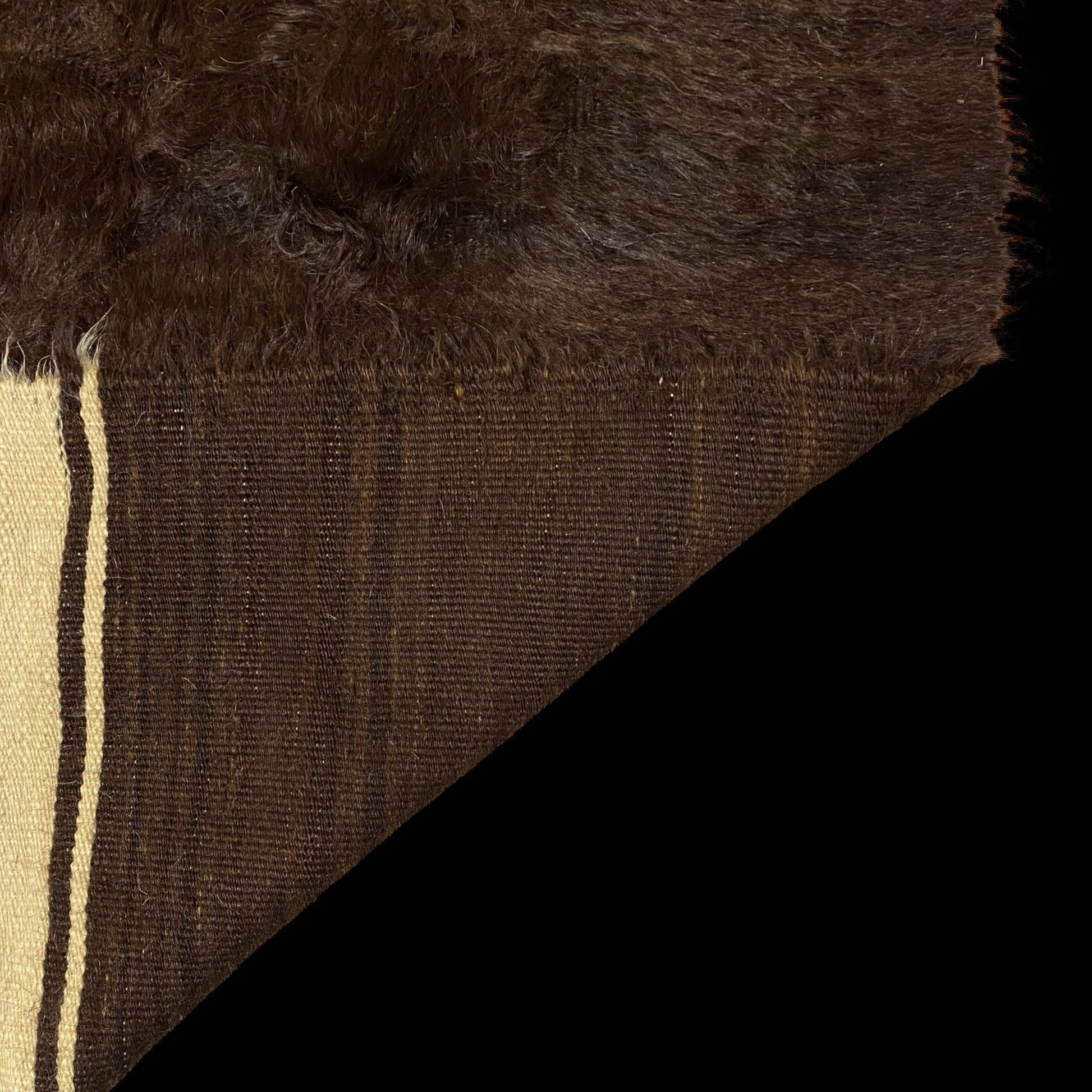 Vintage Dark Brown Angora Mohair Siirt Blanket Kelim Rug - Kilim Art Gallery