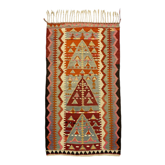 Vintage Ethnic Primitive Anatolian Aksehir Kilim Rug - Kilim Art Gallery
