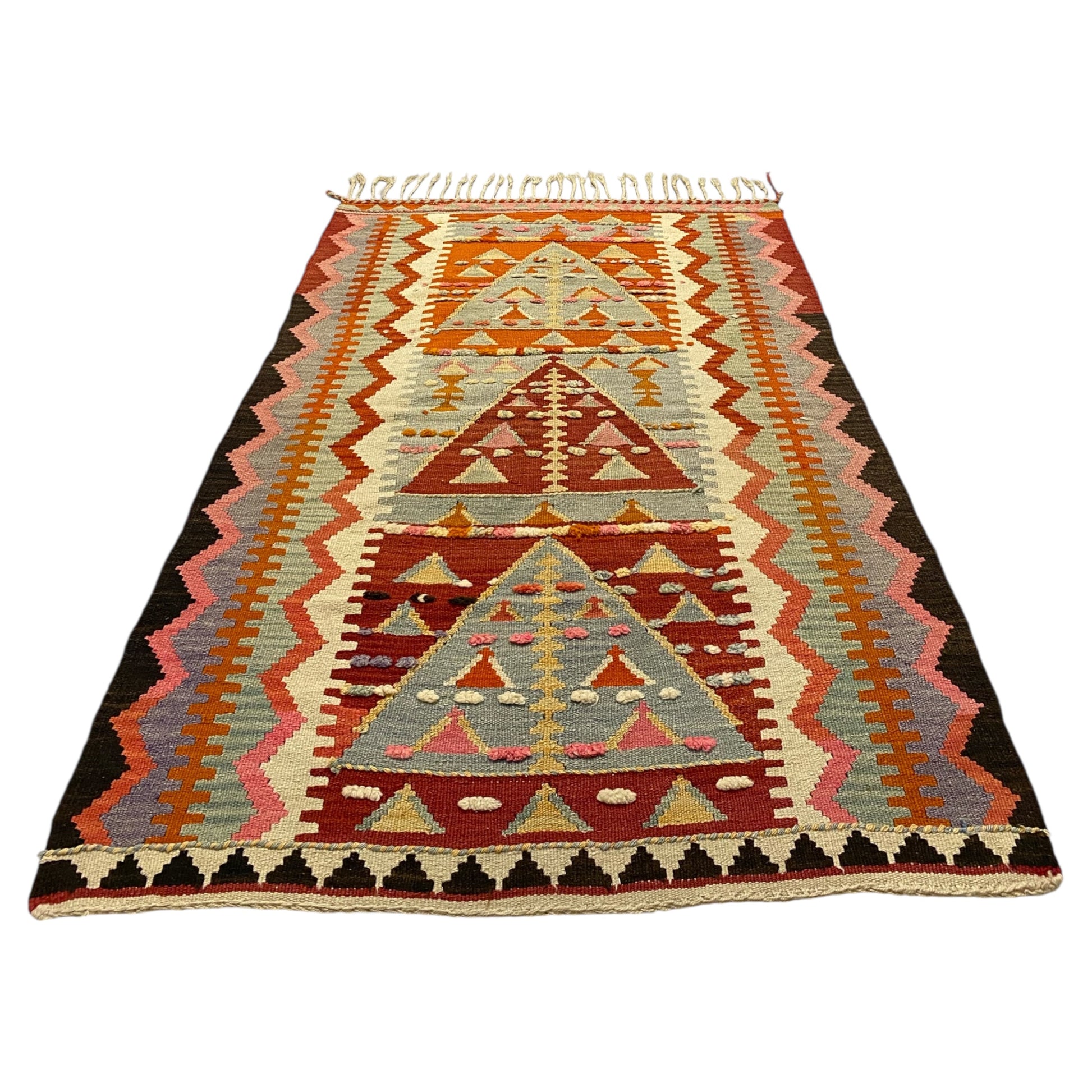 Vintage Ethnic Primitive Anatolian Aksehir Kilim Rug - Kilim Art Gallery