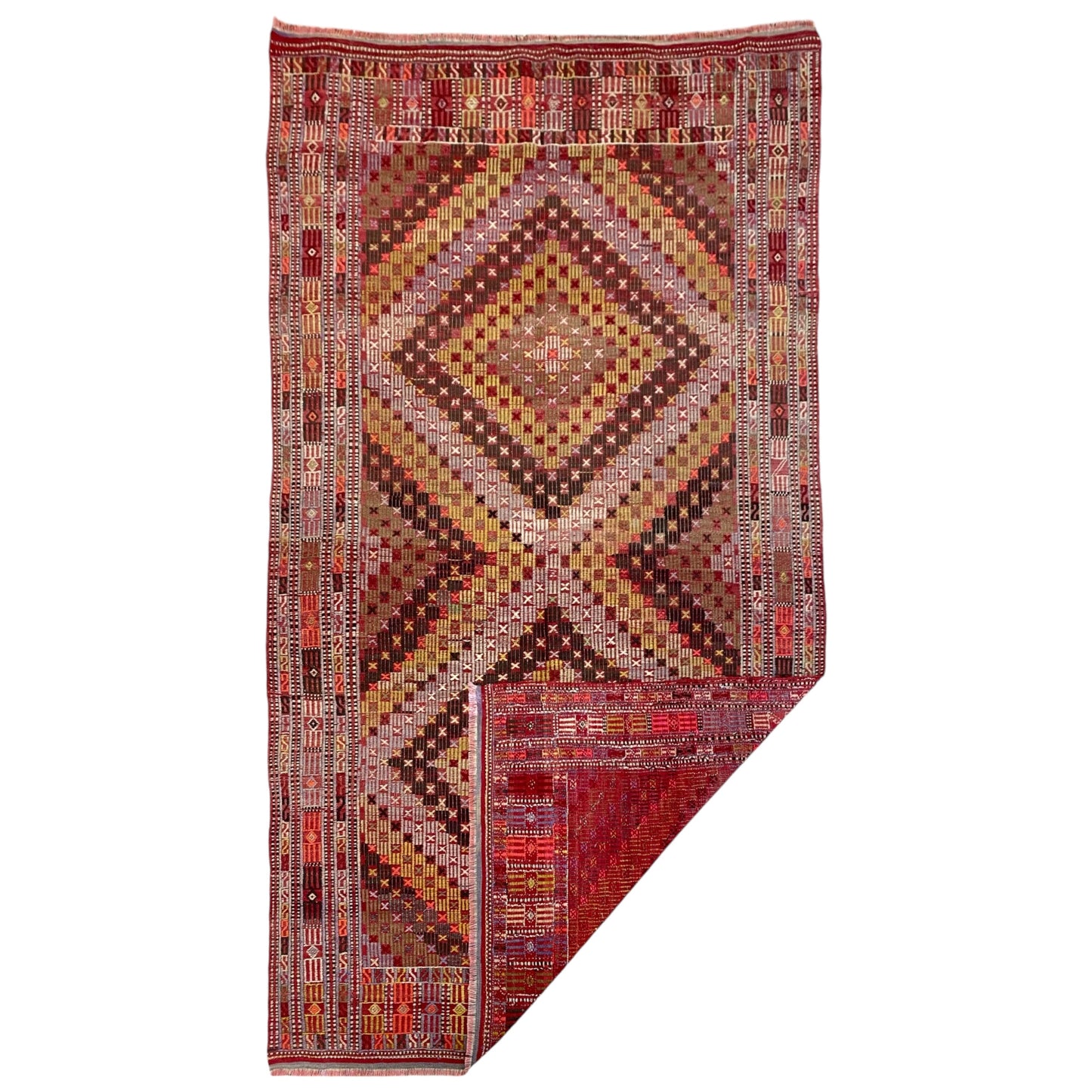 Vintage Fethiye Zili Cicim Kilim Rug - Kilim Art Gallery