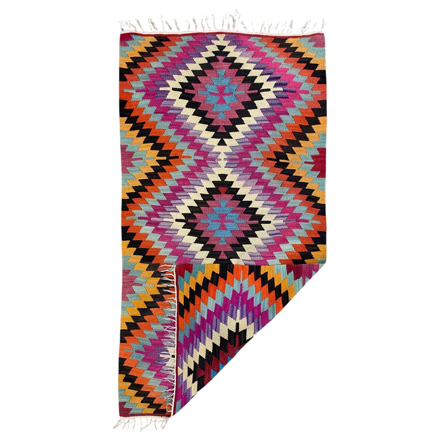 Vintage Geometric Boho Manastir Kelim Rug - Kilim Art Gallery