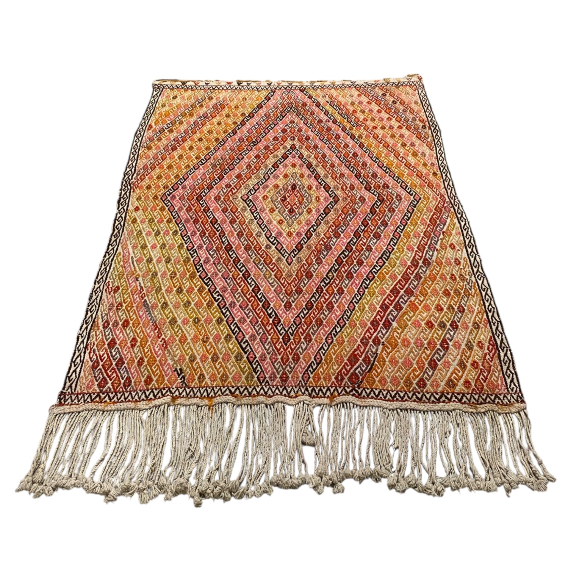 Vintage Geometric Design Turkish Nomadic Cicim Kilim Rug - Kilim Art Gallery