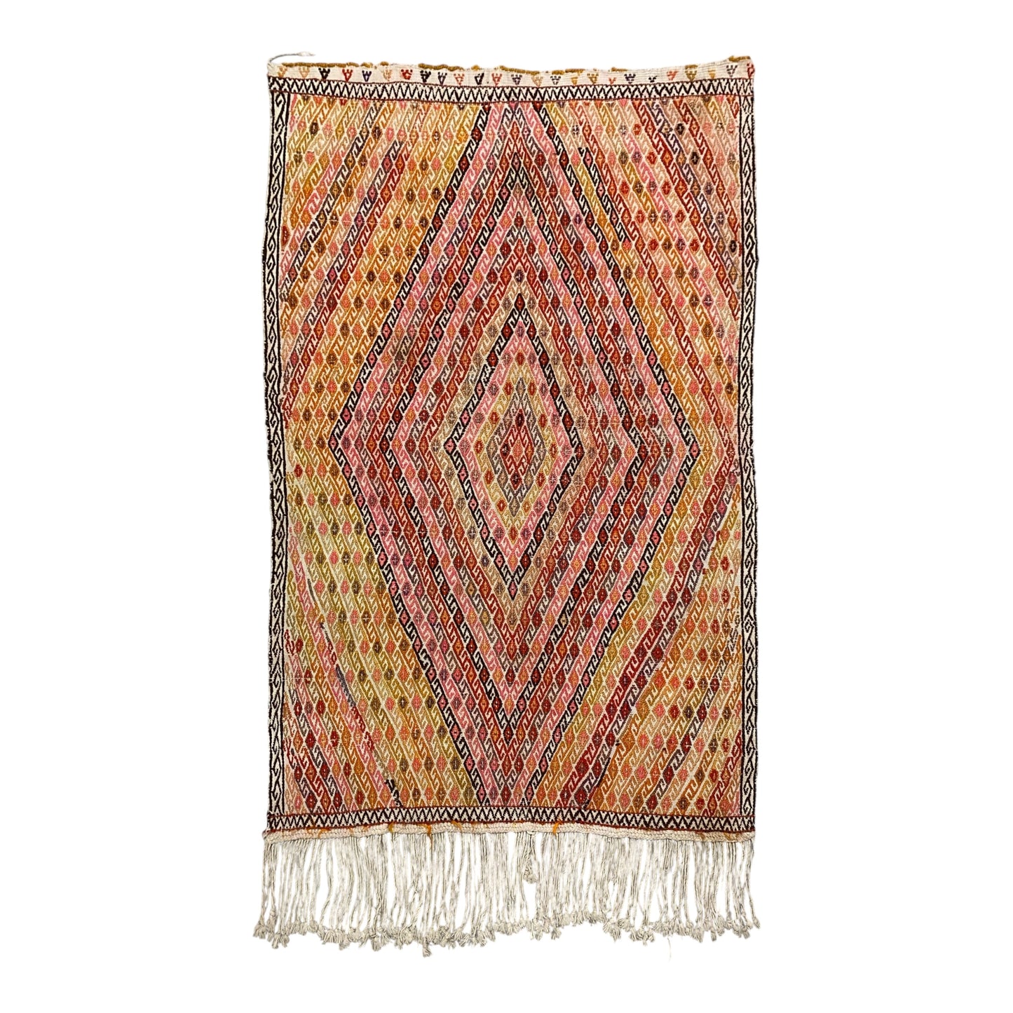 Vintage Geometric Design Turkish Nomadic Cicim Kilim Rug - Kilim Art Gallery