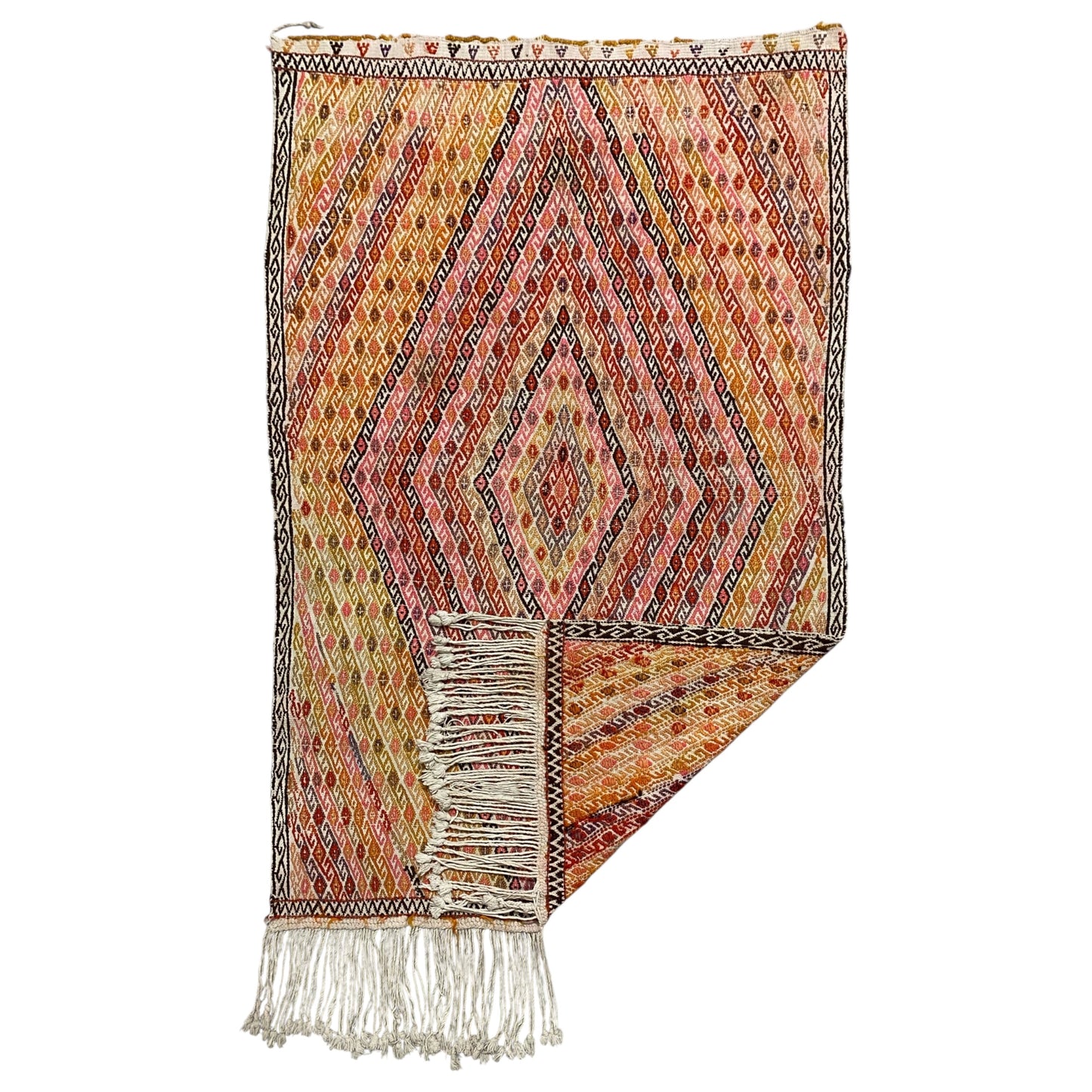 Vintage Geometric Design Turkish Nomadic Cicim Kilim Rug - Kilim Art Gallery