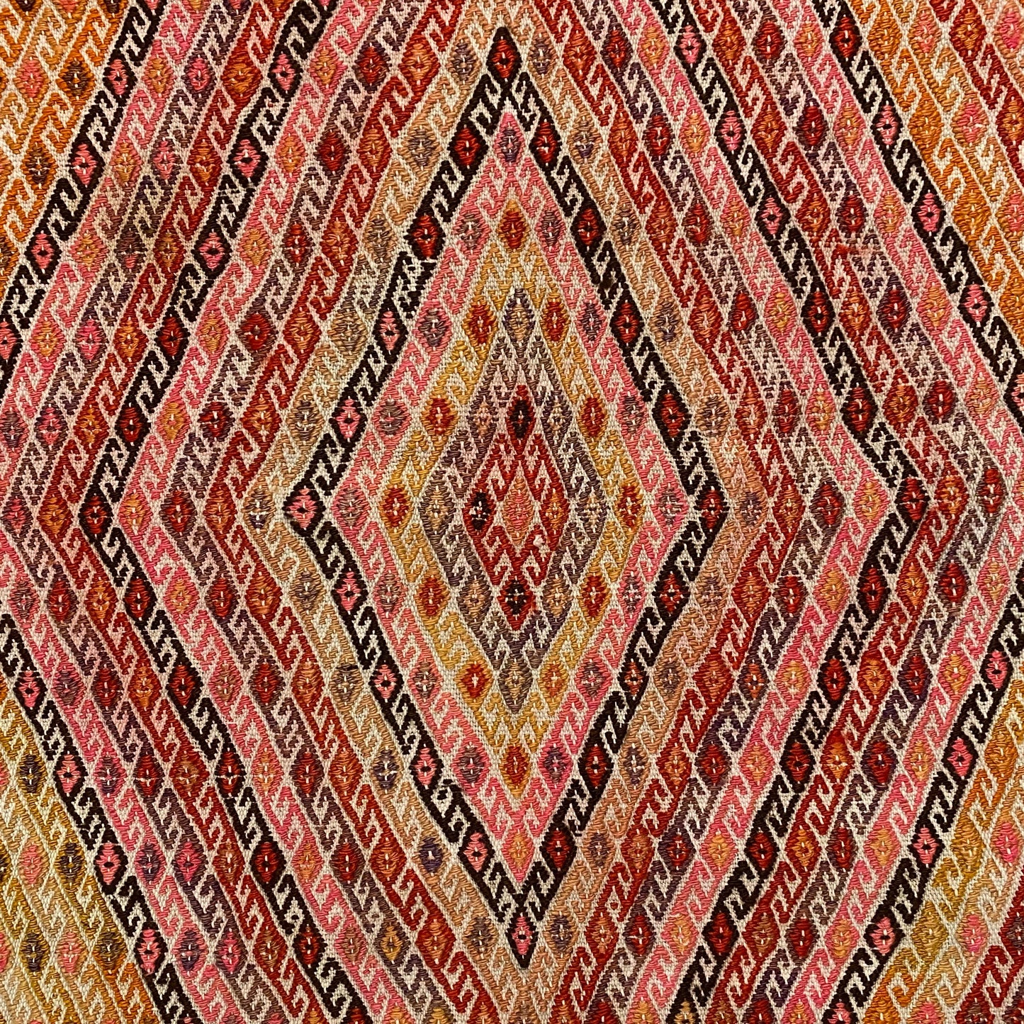 Vintage Geometric Design Turkish Nomadic Cicim Kilim Rug - Kilim Art Gallery