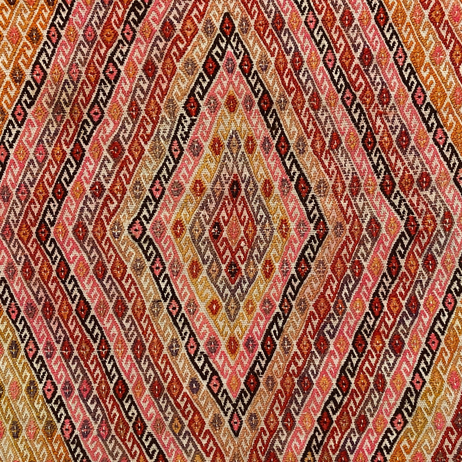 Vintage Geometric Design Turkish Nomadic Cicim Kilim Rug - Kilim Art Gallery