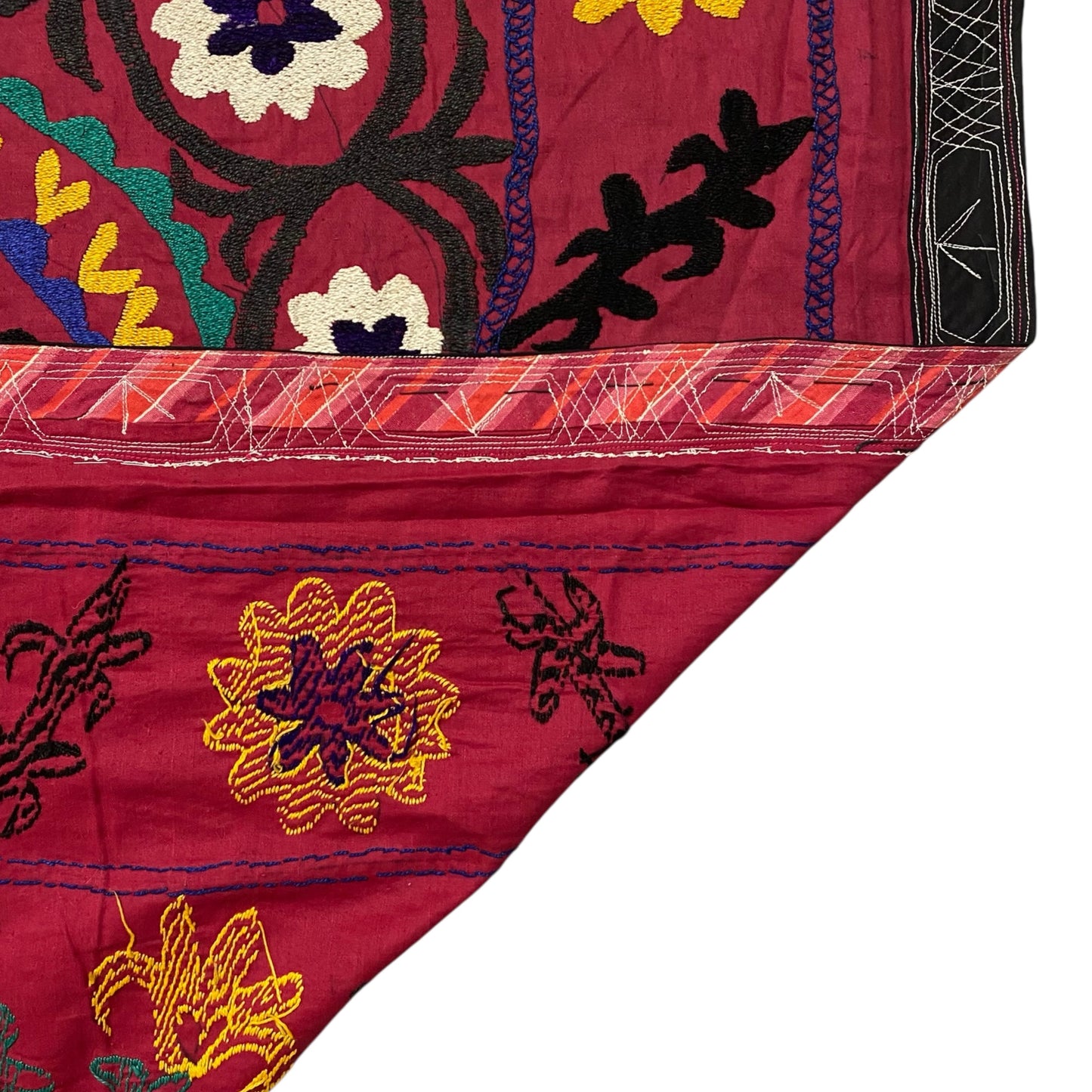 Vintage Hand Embroidered Red Uzbek Suzani Textile Large Bed Spread / Table Cover / Wall Hanging / Throw - Kilim Art Gallery