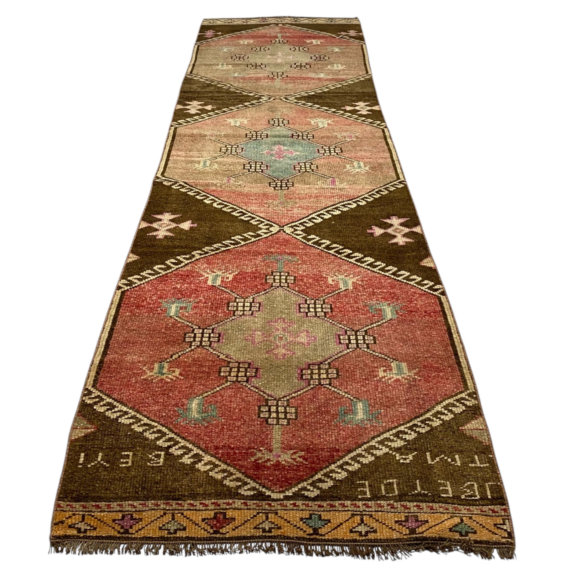 Vintage Kitchen Oushak Runner Rug 3'x10' - Kilim Art Gallery