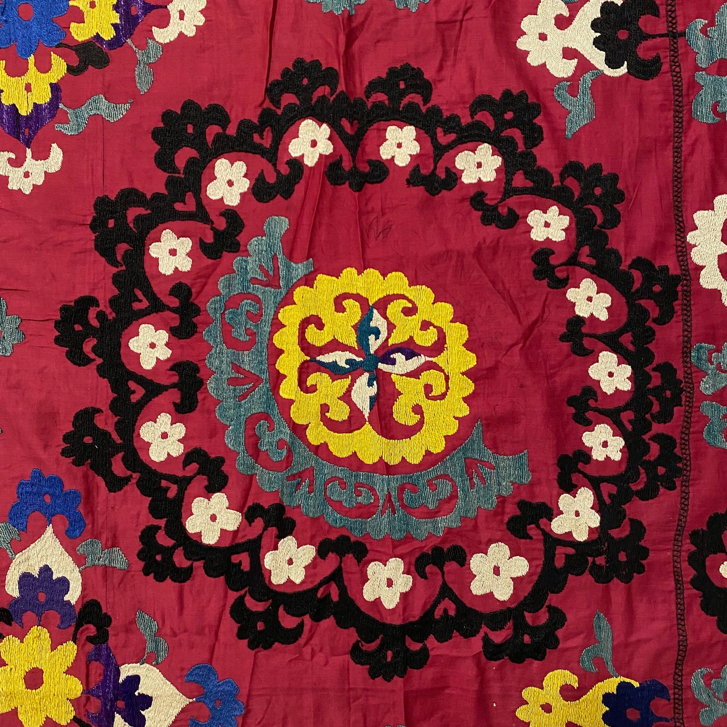 Vintage Large Red Suzani Textile Bed Spread / Wall Hanging - Kilim Art Gallery