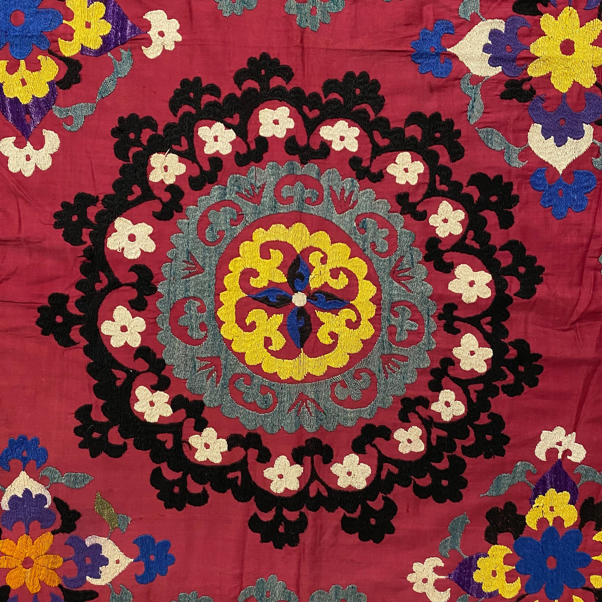 Vintage Large Red Suzani Textile Bed Spread / Wall Hanging - Kilim Art Gallery