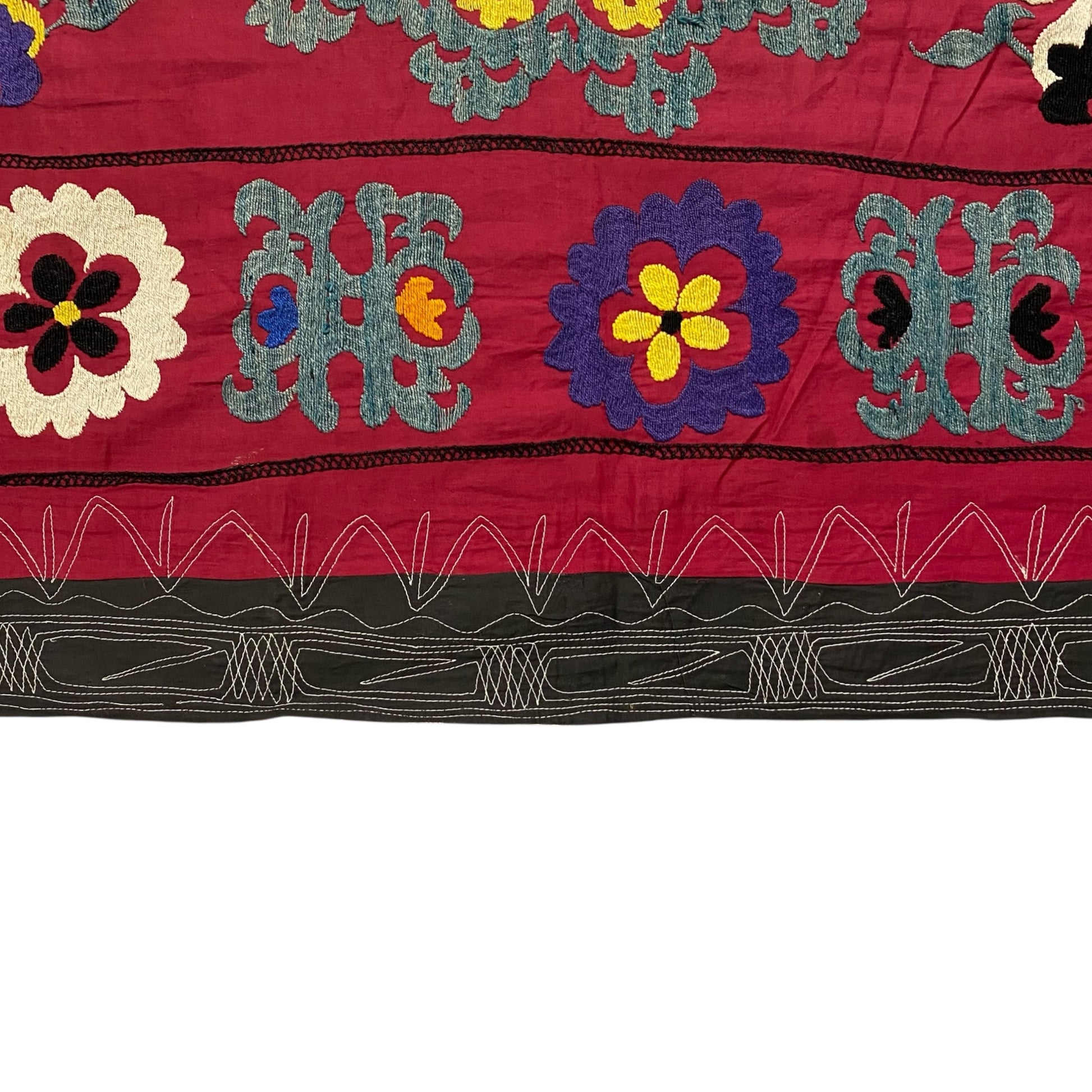 Vintage Large Red Suzani Textile Bed Spread / Wall Hanging - Kilim Art Gallery