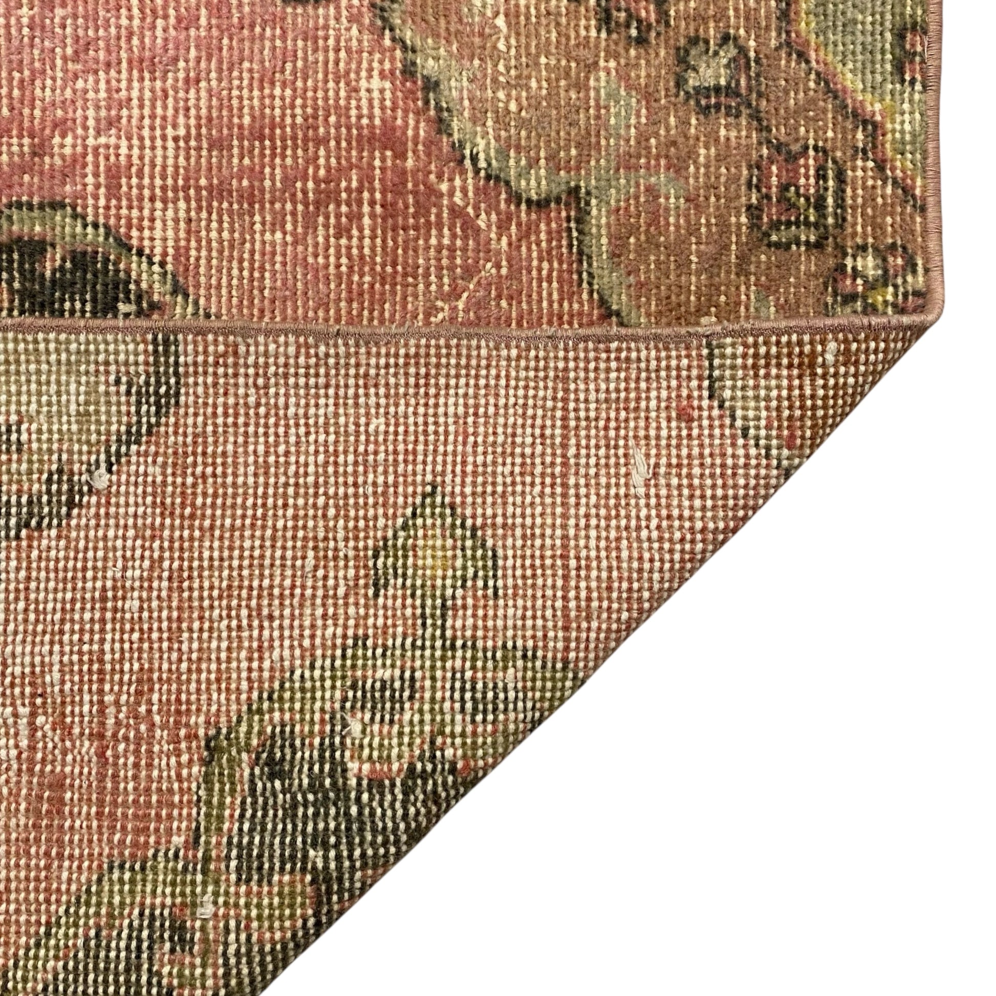 Vintage Muted Pink Turkish Oushak Runner Rug - Kilim Art Gallery