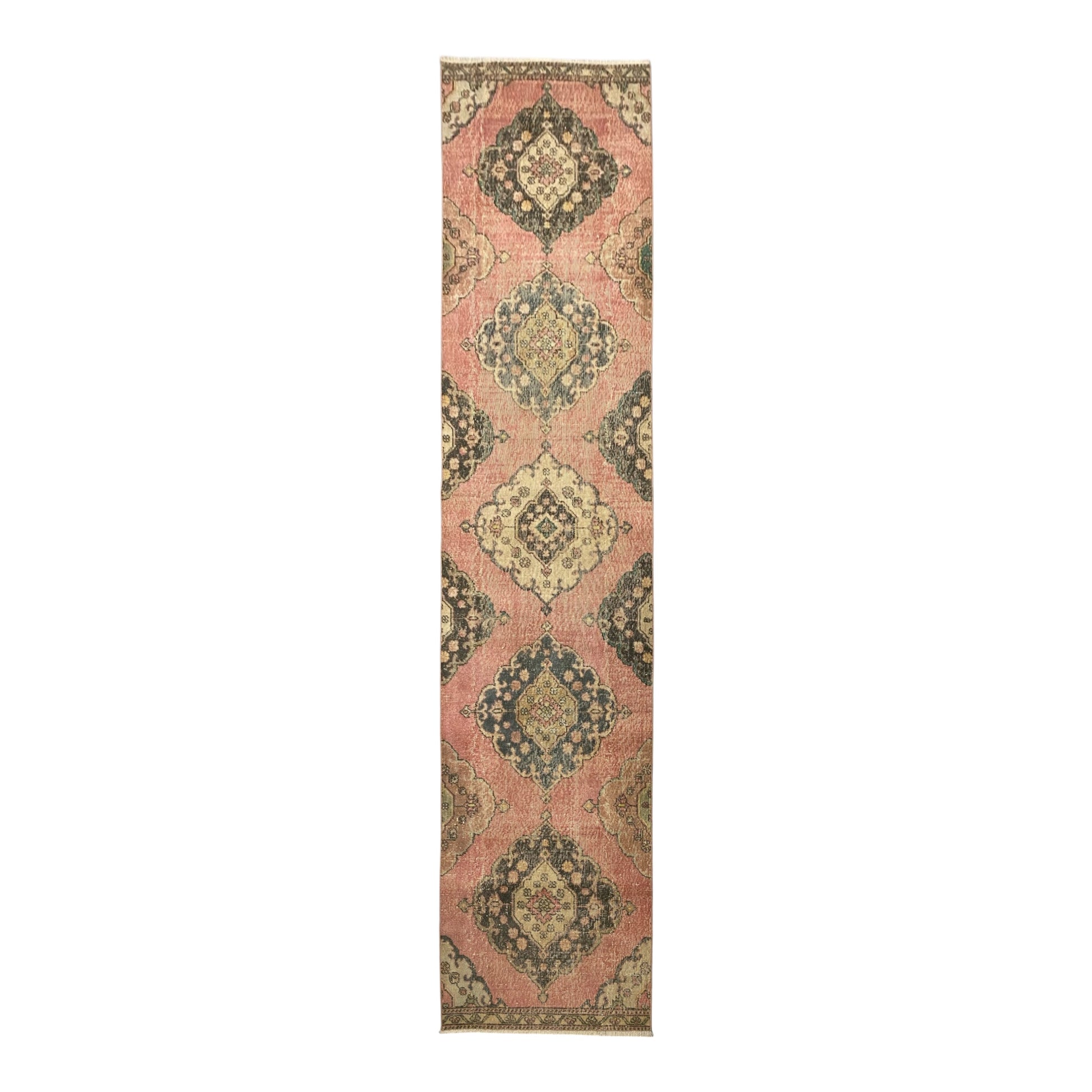 Vintage Muted Pink Turkish Oushak Runner Rug - Kilim Art Gallery