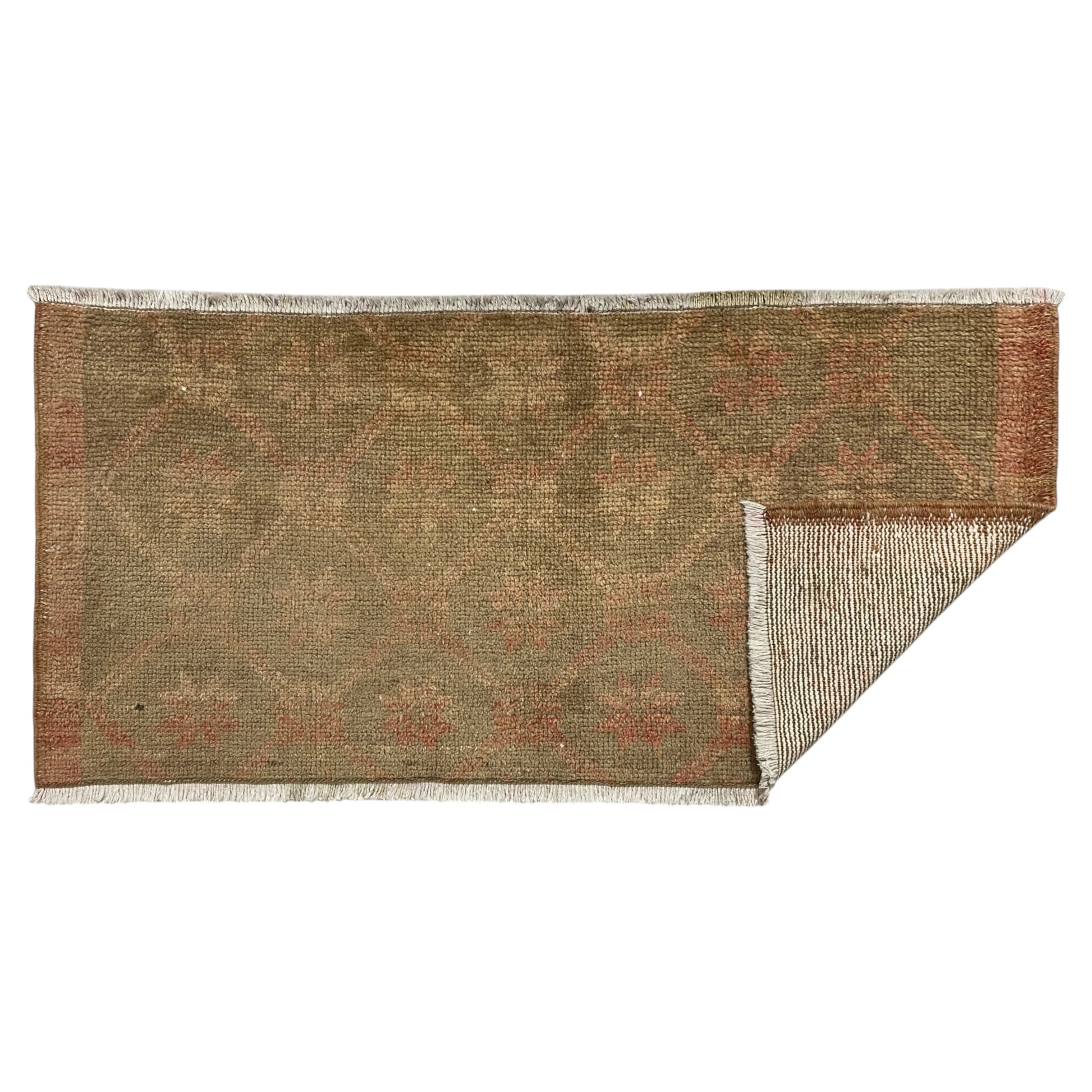 Vintage Muted Turkish Oushak Doormat Rug - Kilim Art Gallery
