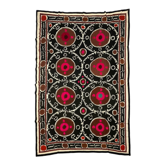 Vintage Samarkand Suzani Textile Large Bed Spread / Wall Hanging - Kilim Art Gallery