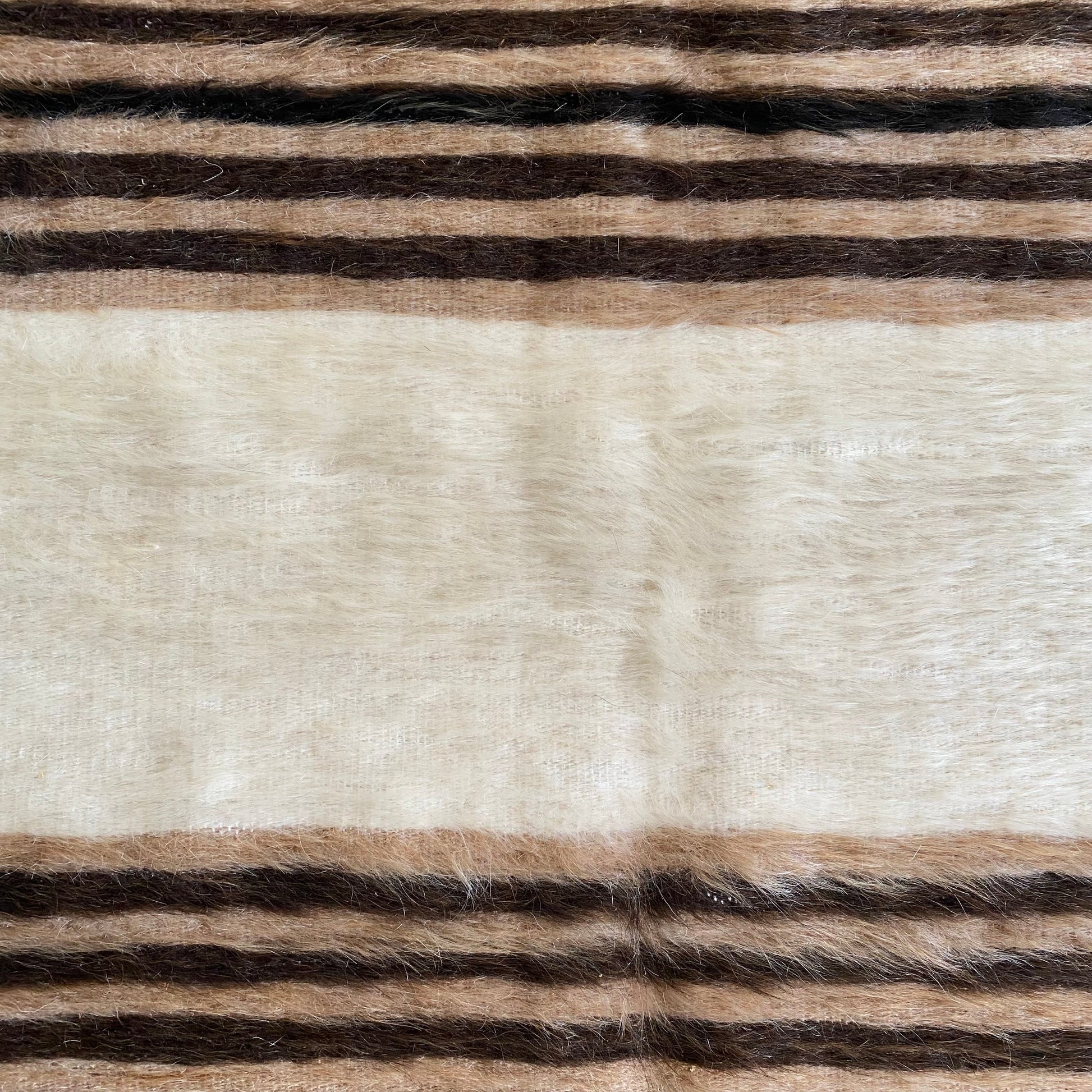 Vintage Striped Design Angora Mohair Siirt Blanket Kilim Rug - Kilim Art Gallery