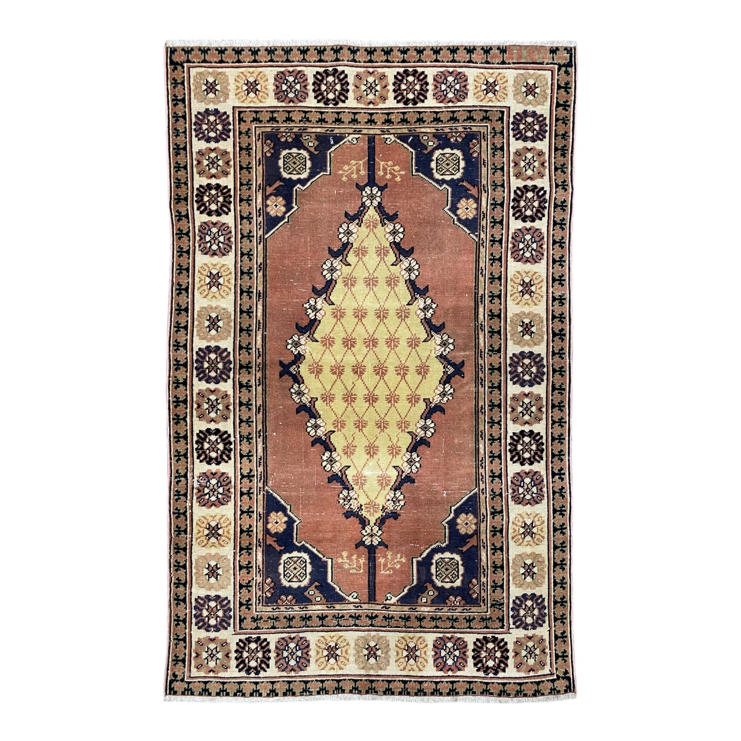 Vintage Turkish Dazkiri Oushak Rug