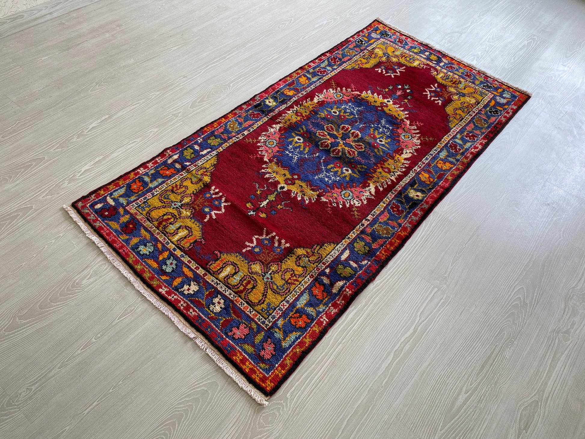 Vintage Turkish Fethiye Kaya Rug - Megri Kayakoy Carpet - Makri Kaya Carpet - Kilim Art Gallery