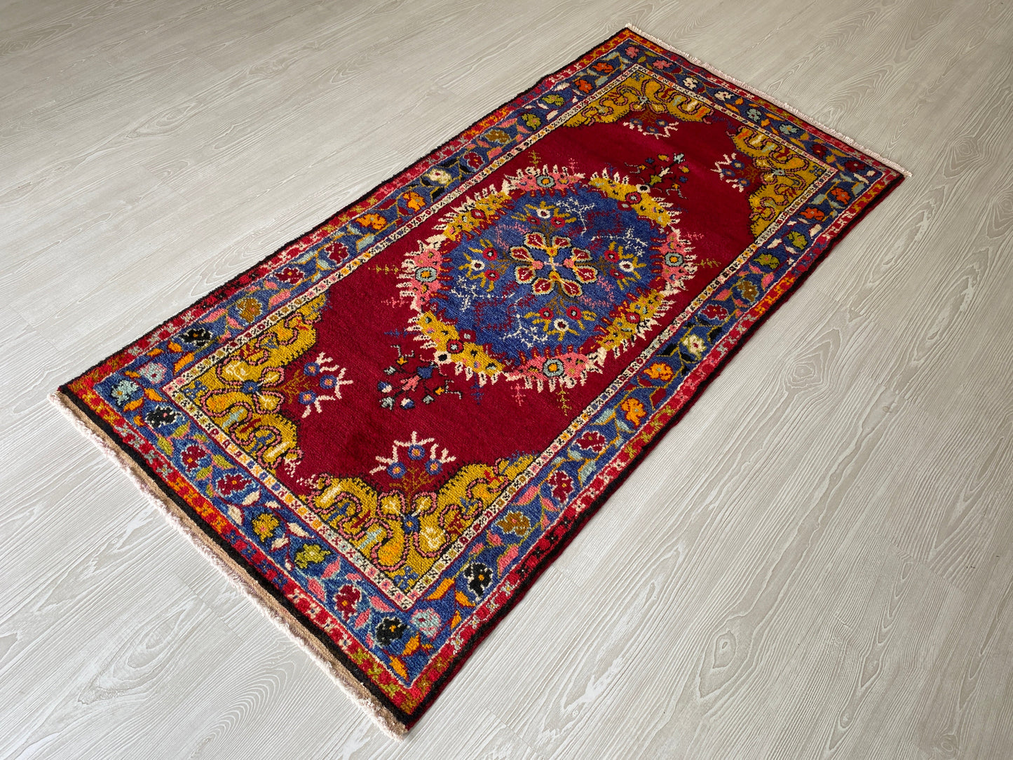 Vintage Turkish Fethiye Kaya Rug - Megri Kayakoy Carpet - Makri Kaya Carpet - Kilim Art Gallery