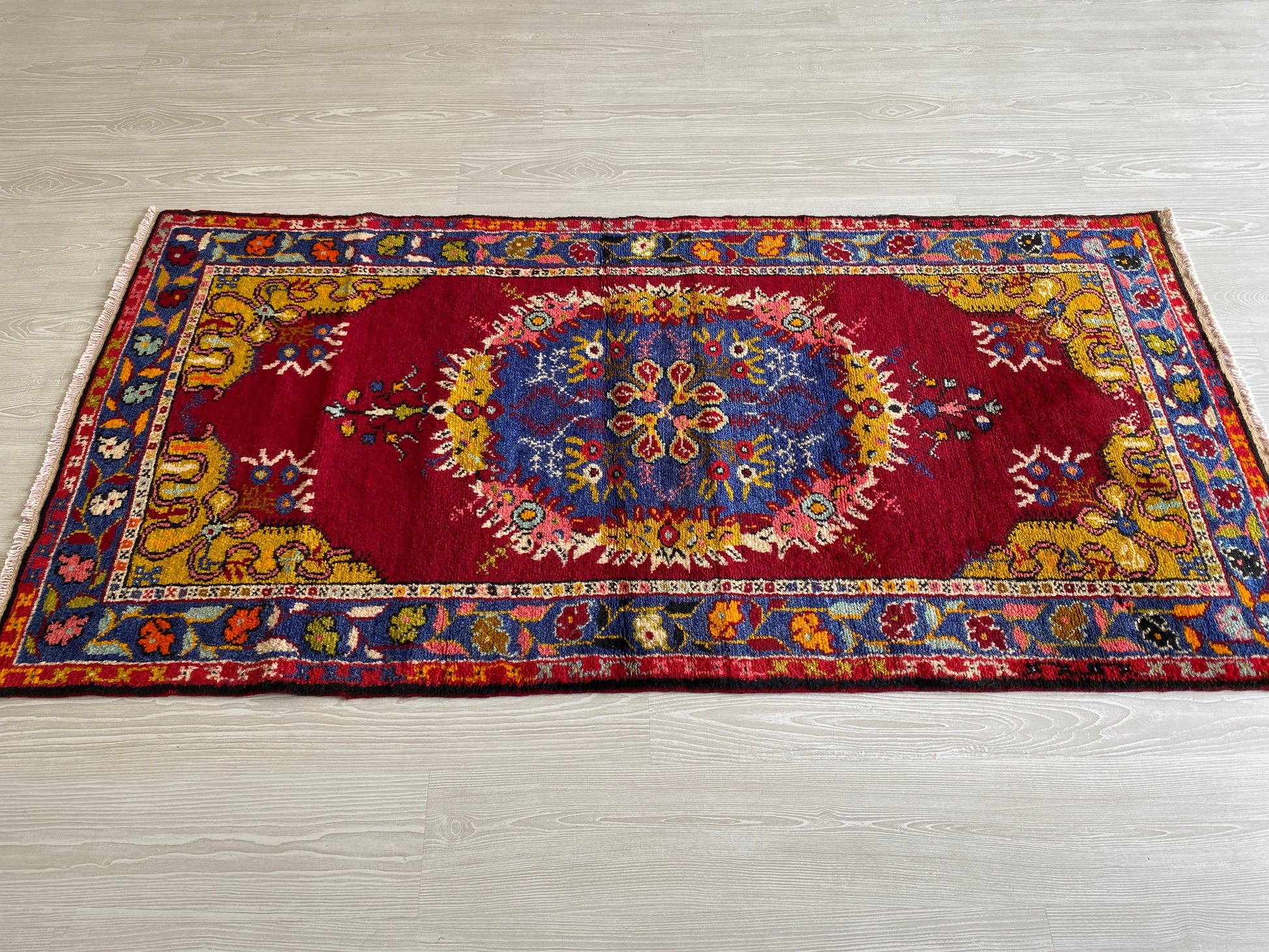 Vintage Turkish Fethiye Kaya Rug - Megri Kayakoy Carpet - Makri Kaya Carpet - Kilim Art Gallery