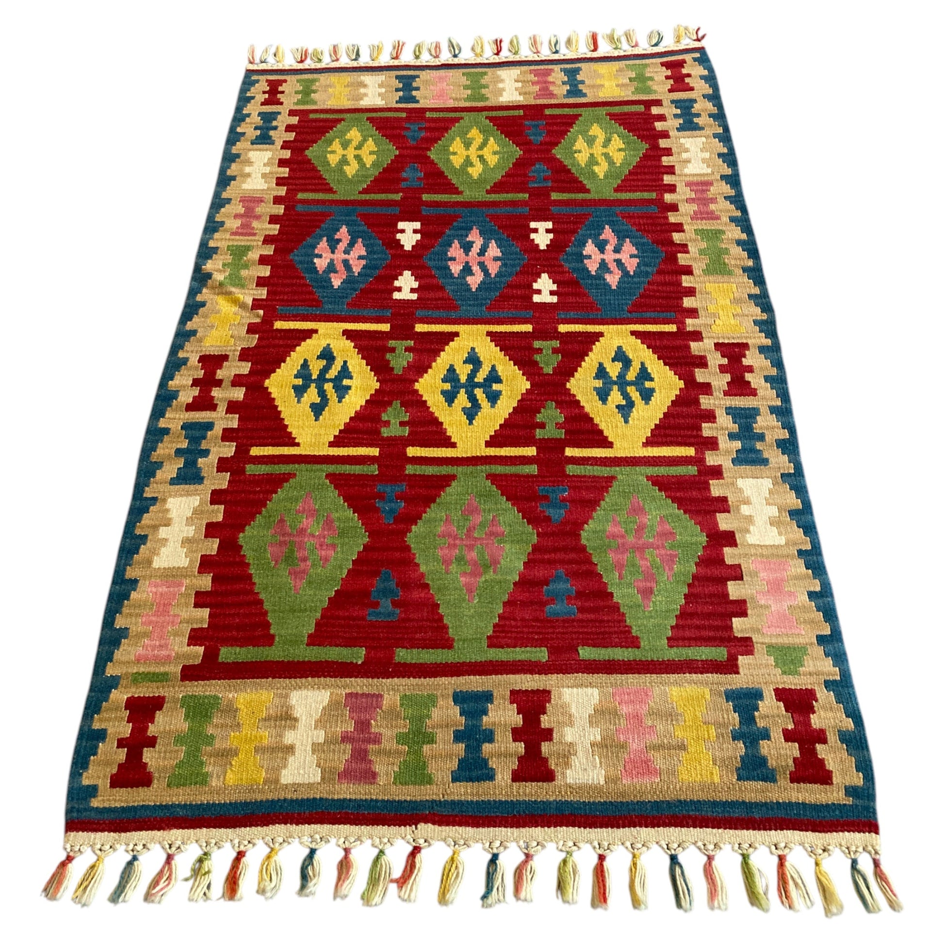 Vintage Turkish Kayseri Wool Kilim Rug - Kilim Art Gallery