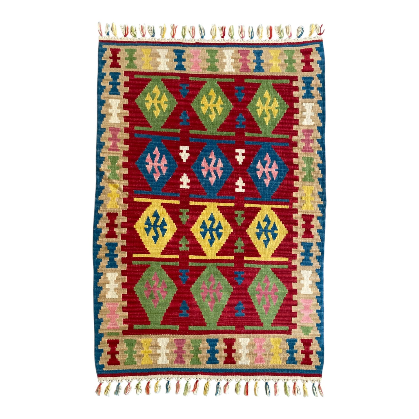 Vintage Turkish Kayseri Wool Kilim Rug - Kilim Art Gallery