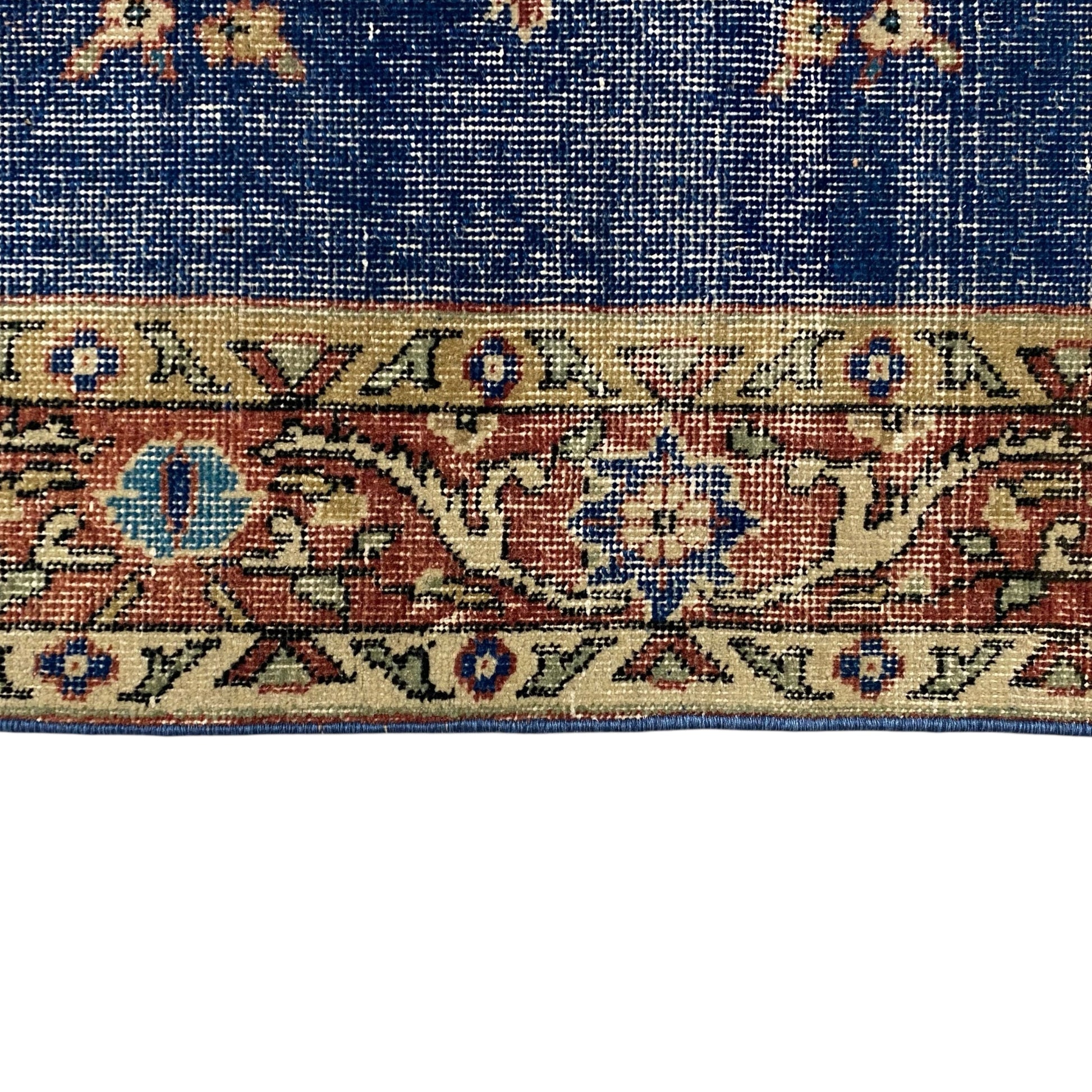 Vintage Turkish Oushak Rug in Navy Blue - Kilim Art Gallery