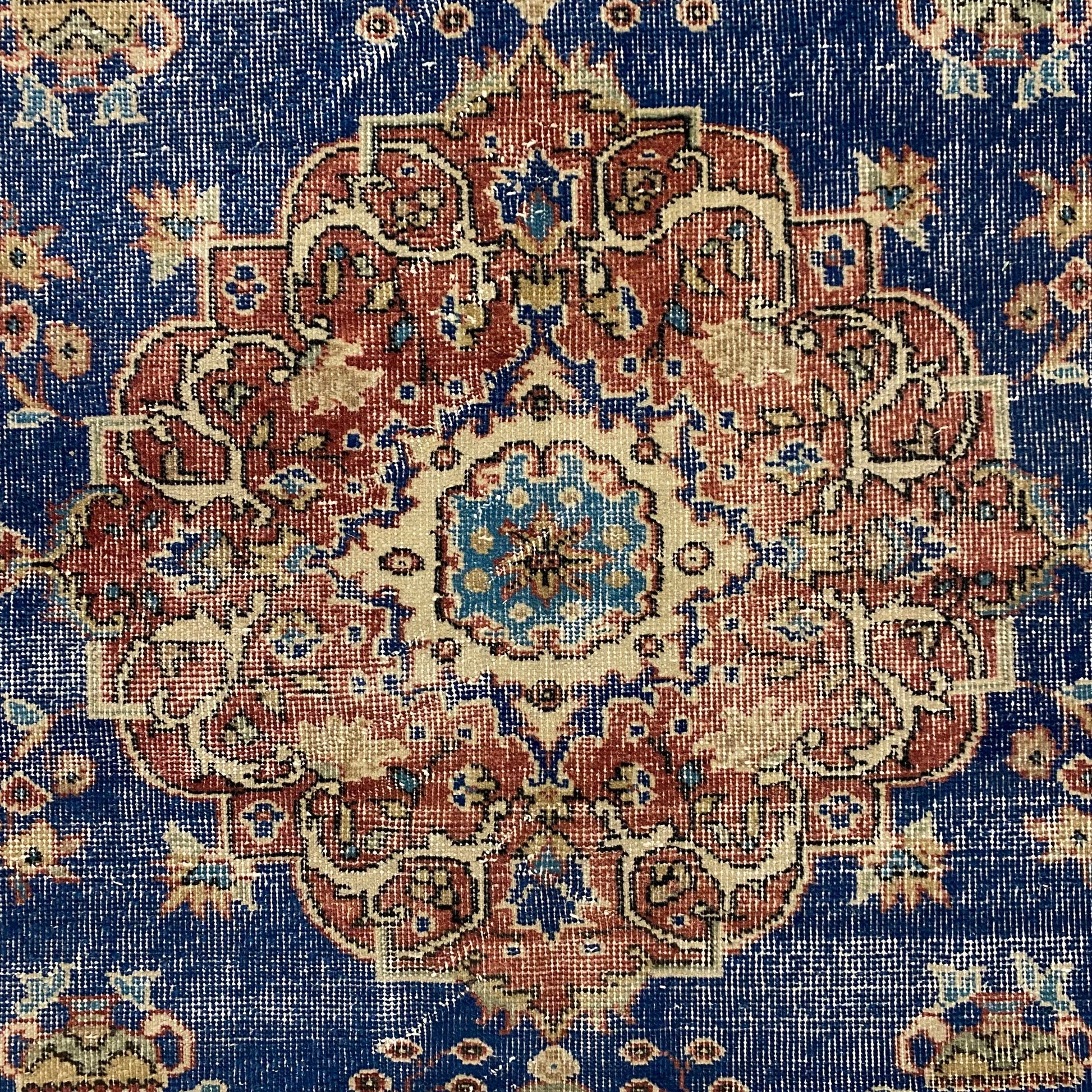 Vintage Turkish Oushak Rug in Navy Blue - Kilim Art Gallery