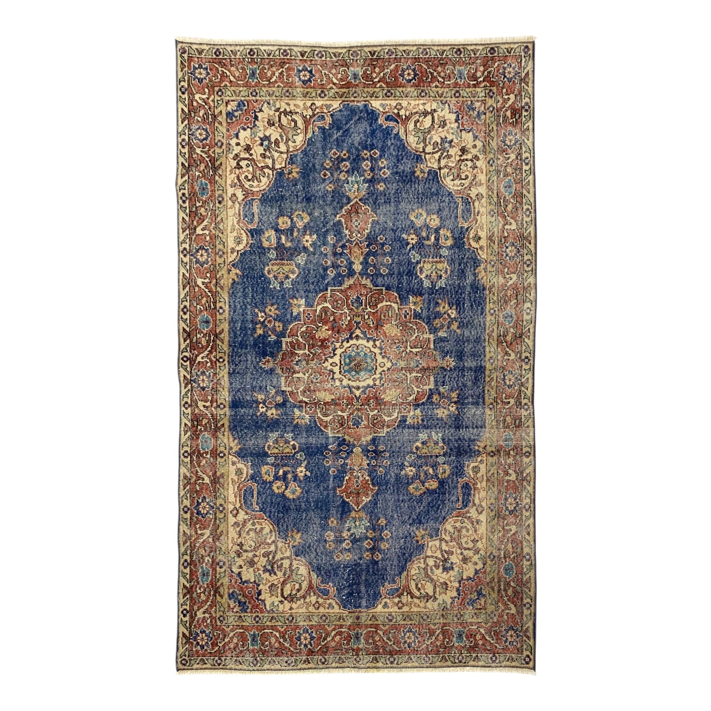 Vintage Turkish Oushak Rug in Navy Blue - Kilim Art Gallery