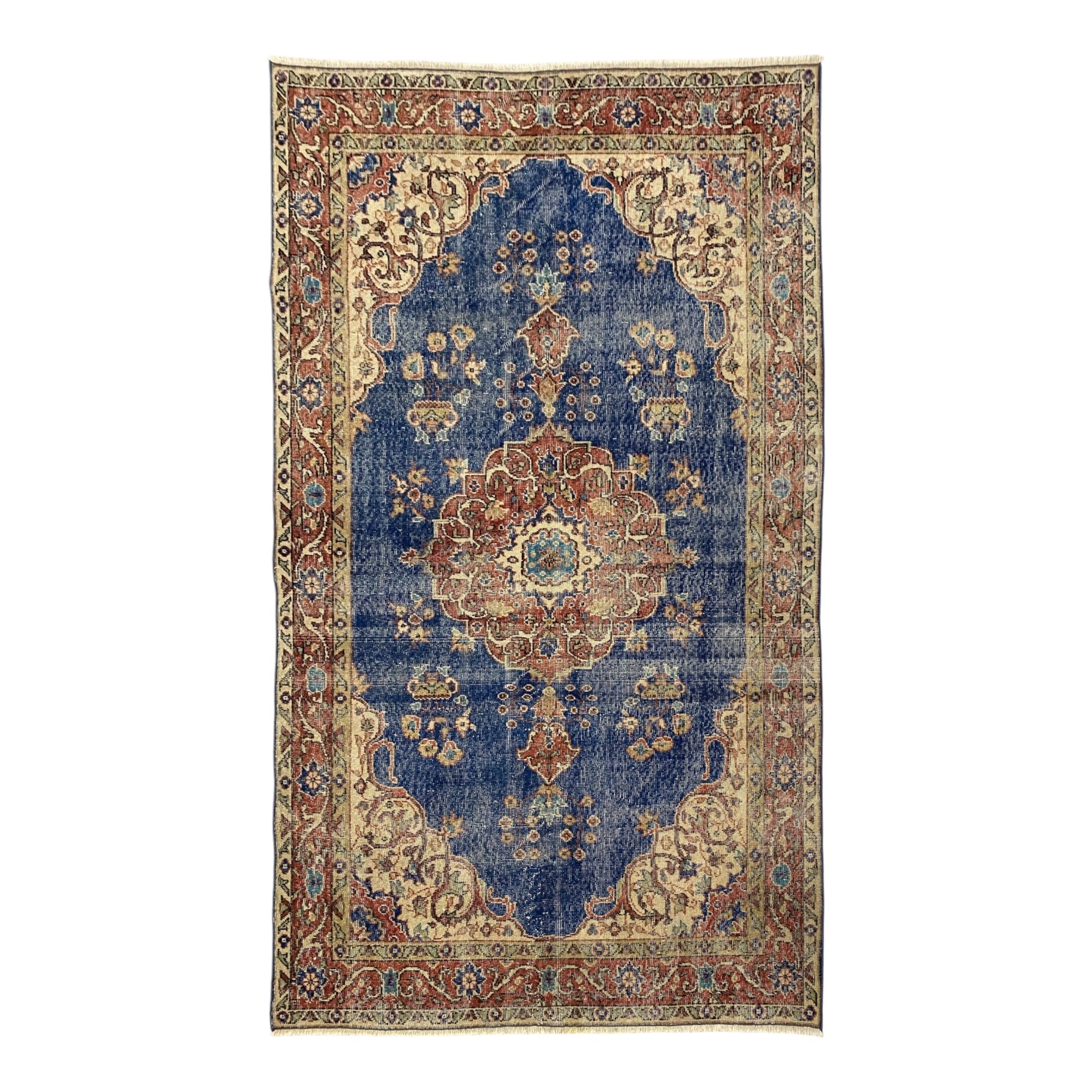 Vintage Turkish Oushak Rug in Navy Blue - Kilim Art Gallery