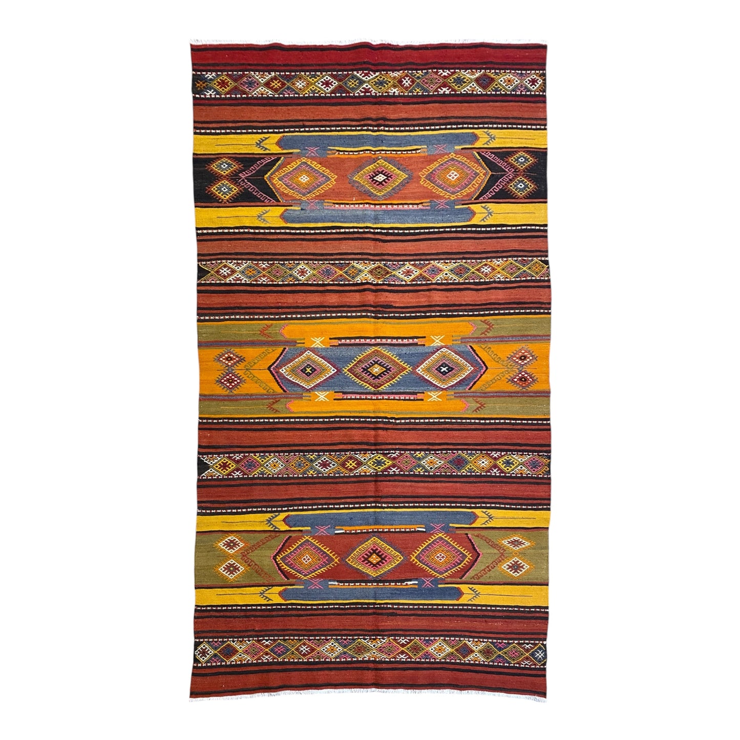 Vintage Turkish Sivas Lambali Kelim Rug - Kilim Art Gallery