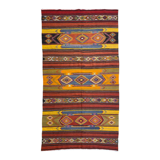 Vintage Turkish Sivas Lambali Kelim Rug - Kilim Art Gallery