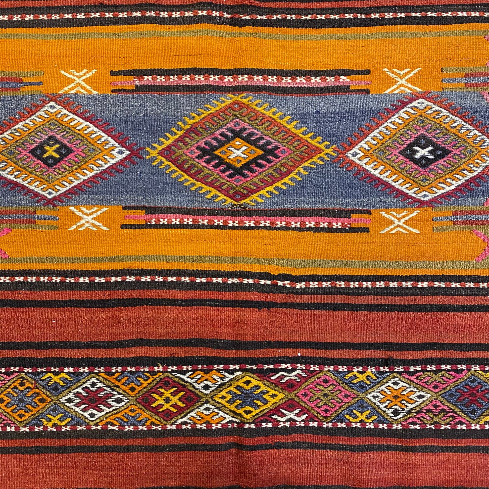 Vintage Turkish Sivas Lambali Kelim Rug - Kilim Art Gallery