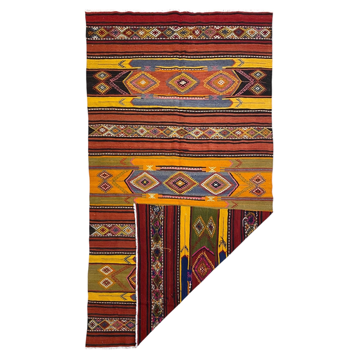 Vintage Turkish Sivas Lambali Kelim Rug - Kilim Art Gallery