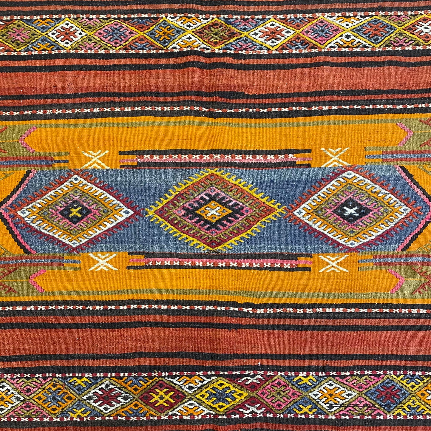 Vintage Turkish Sivas Lambali Kelim Rug - Kilim Art Gallery