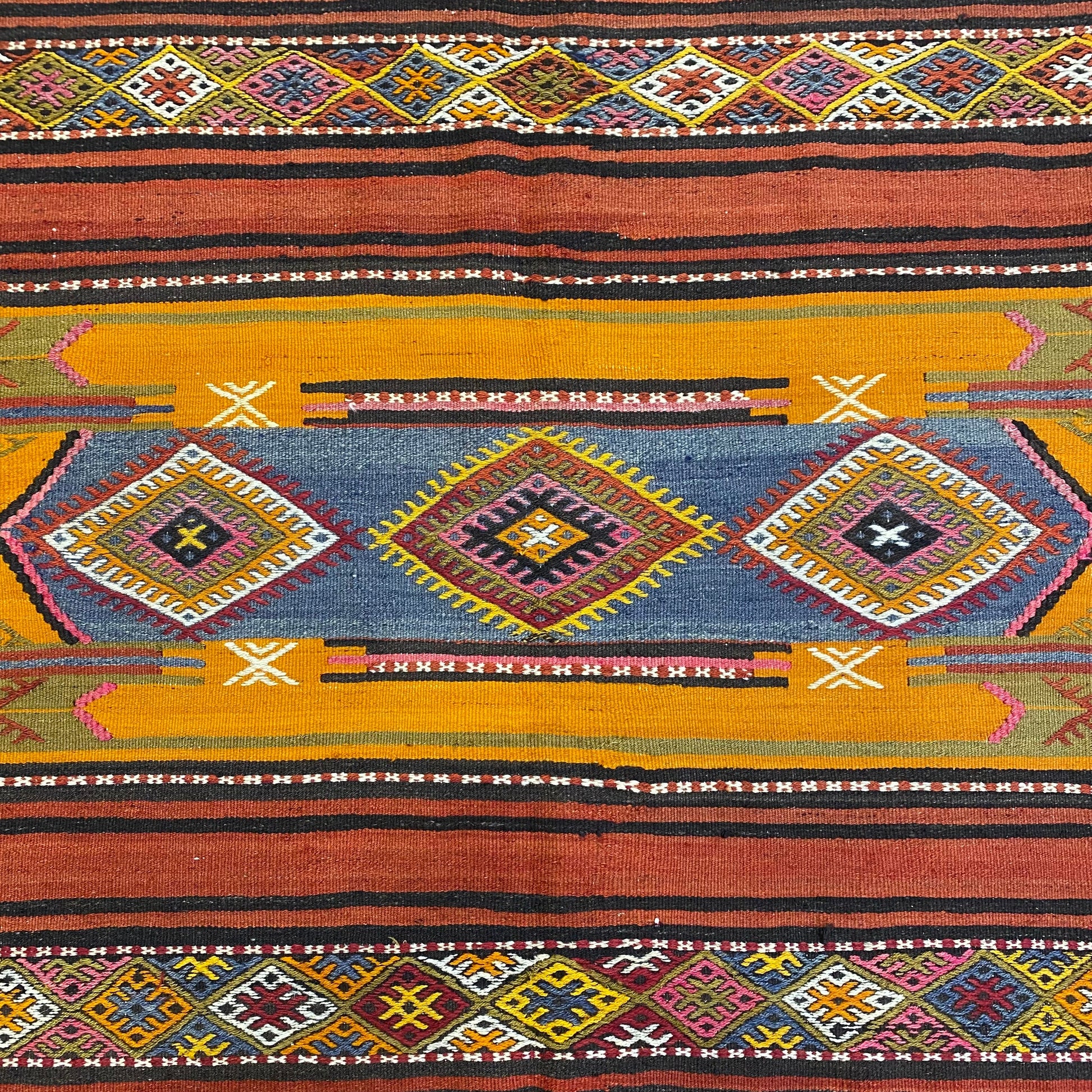 Vintage Turkish Sivas Lambali Kelim Rug - Kilim Art Gallery