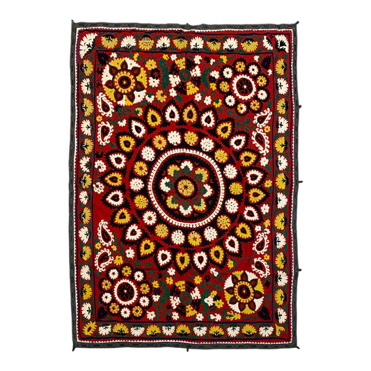 Vintage Uzbek Hand Embroidered Lakai Suzani Textile Wall Hanging / Bed Spread / Throw / Table / Sofa Cover - Kilim Art Gallery