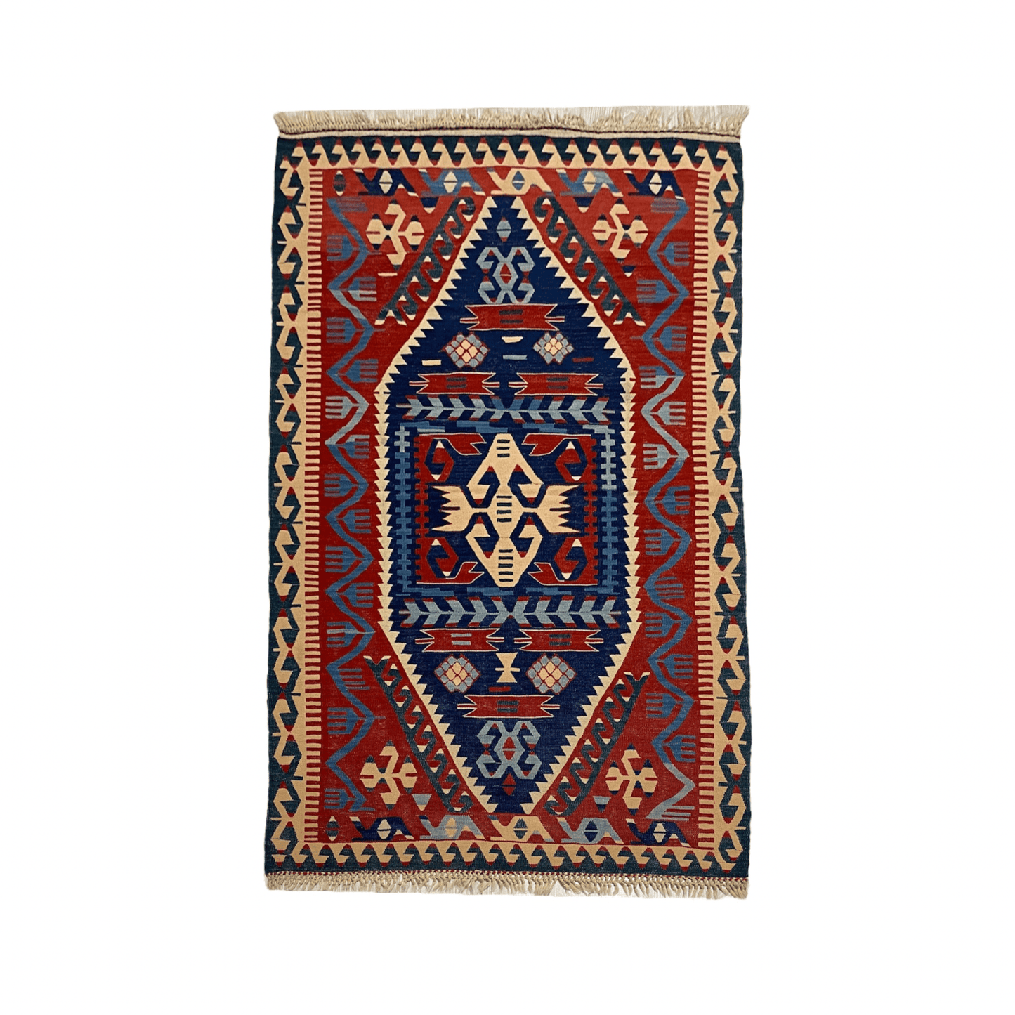 Vintage Very Fine Blue Konya Kilim - Kilim Art Gallery
