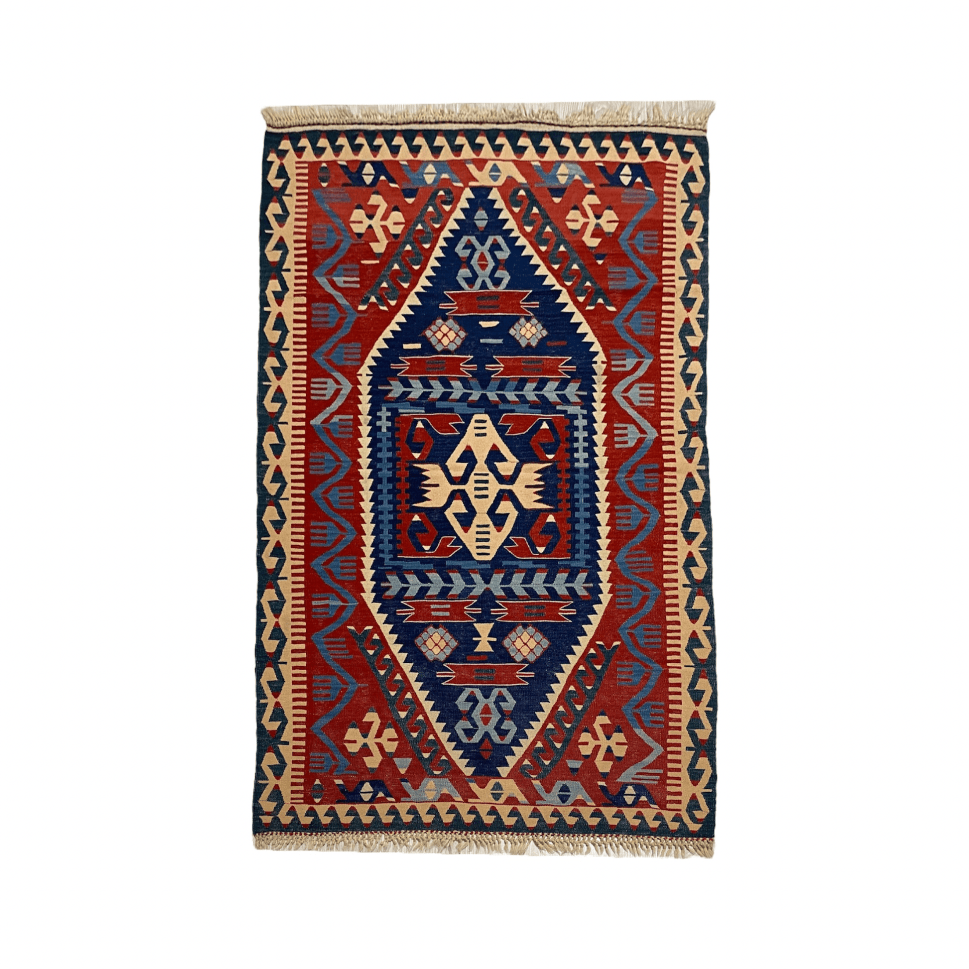 Vintage Very Fine Blue Konya Kilim - Kilim Art Gallery