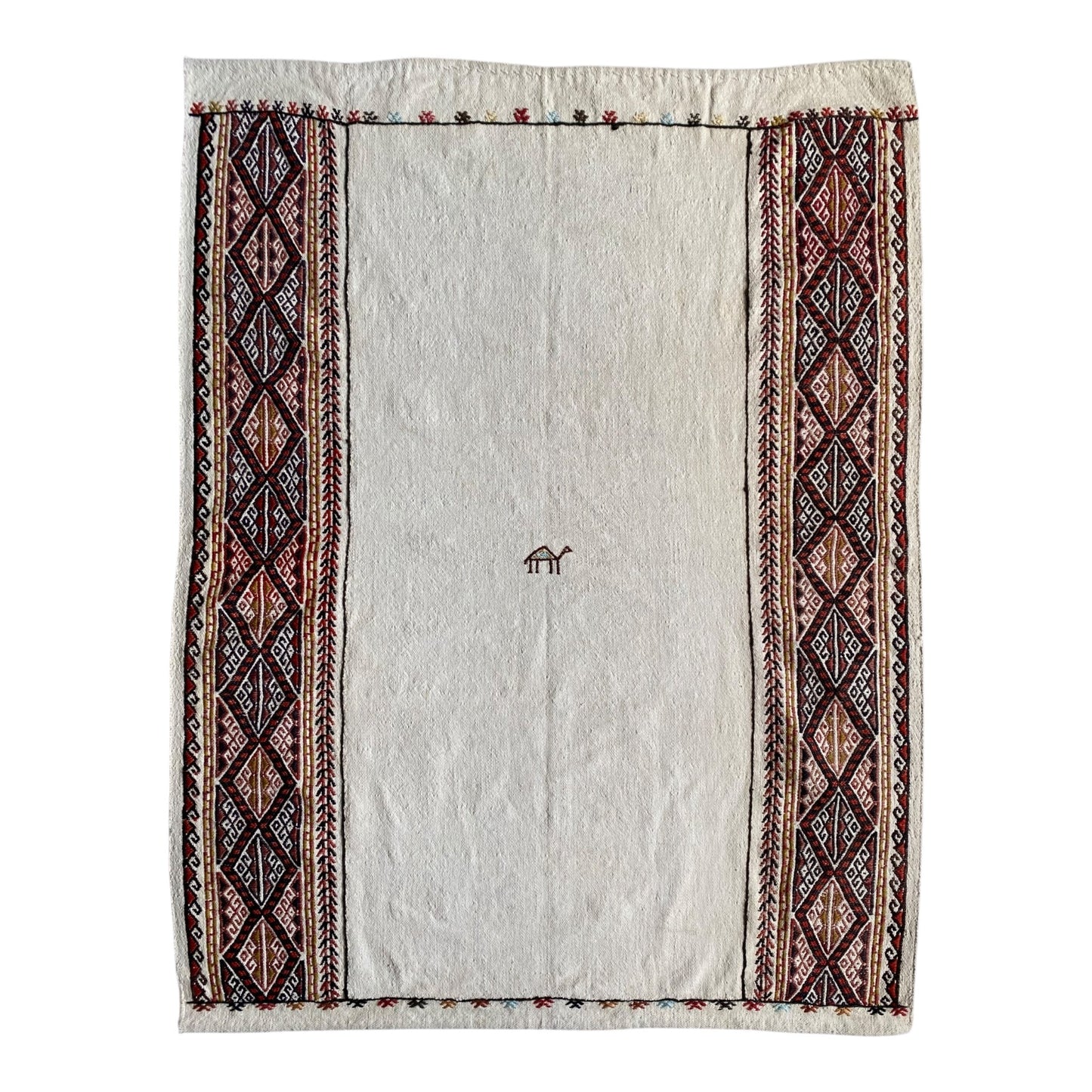 White Minimalist Kilim Rug Sofra - Kilim Art Gallery