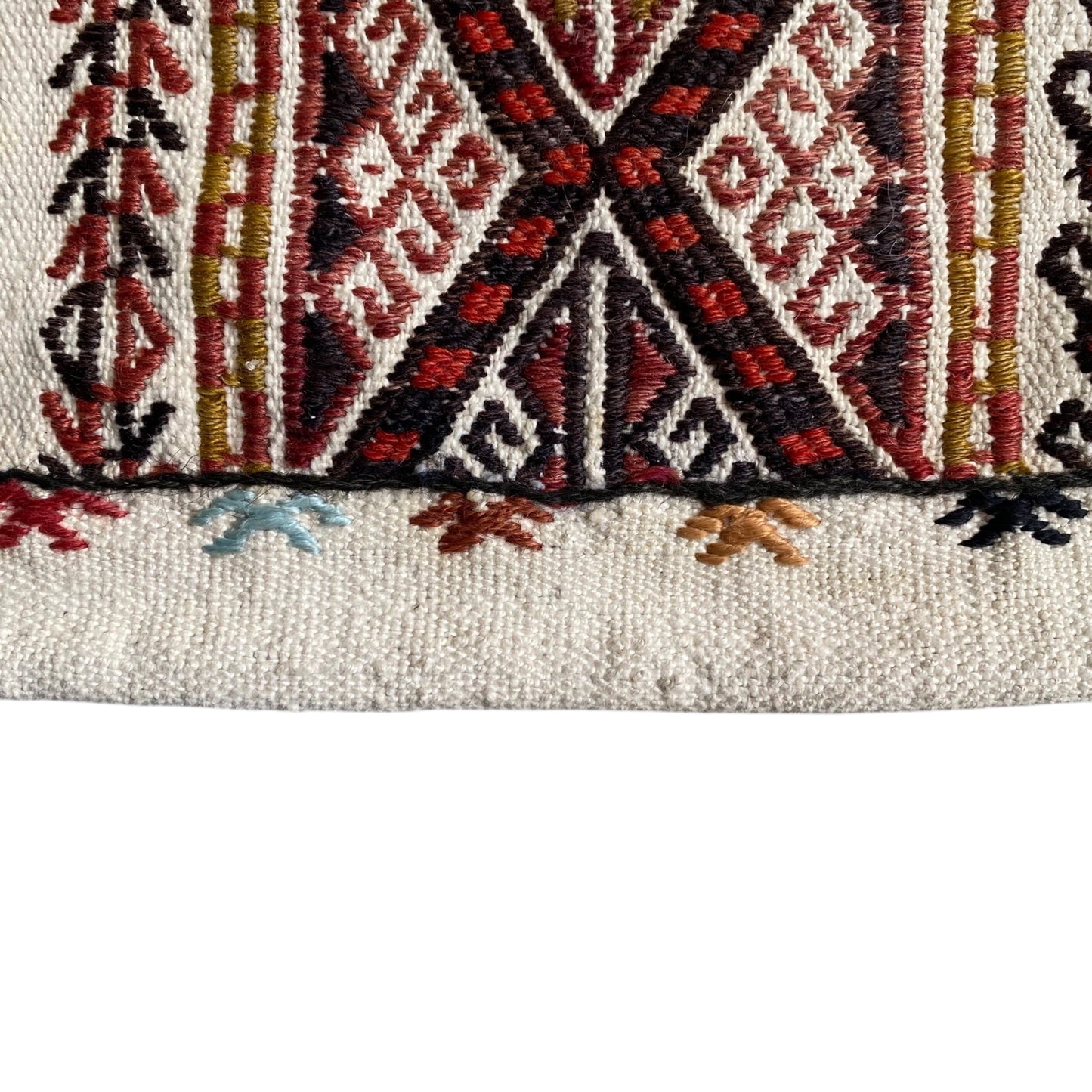 White Minimalist Kilim Rug Sofra - Kilim Art Gallery