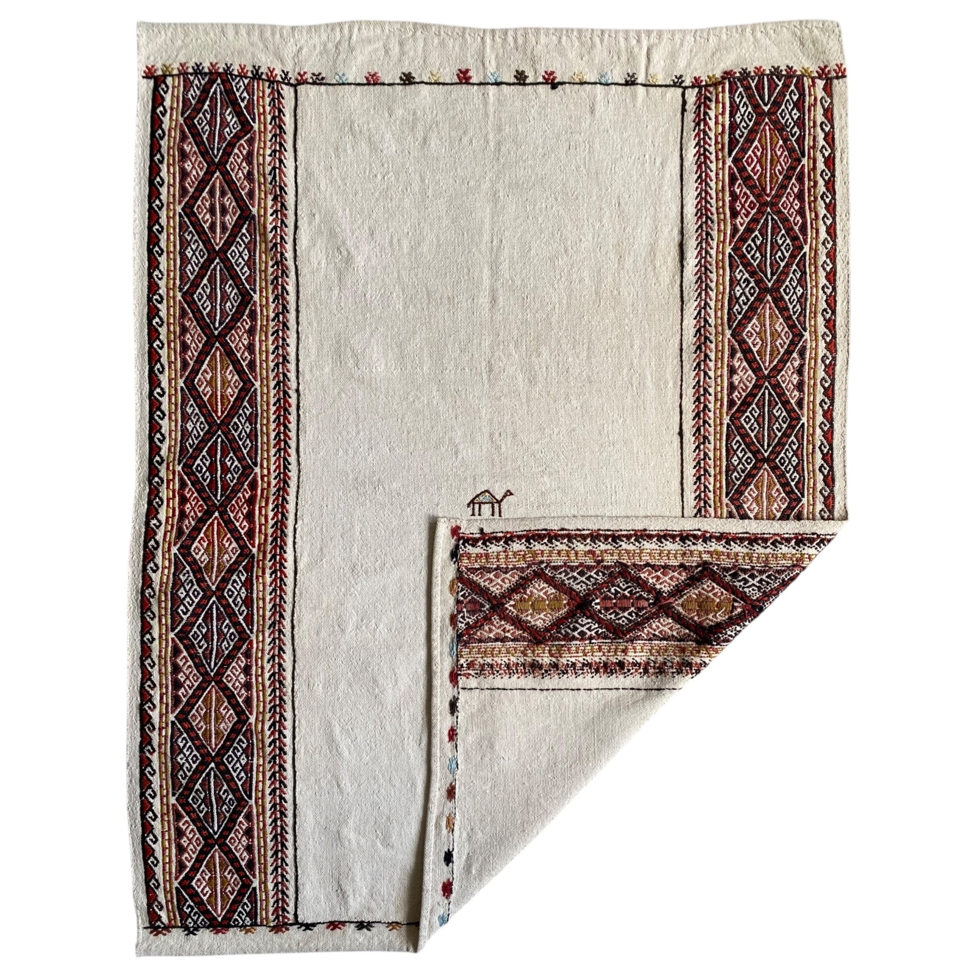 White Minimalist Kilim Rug Sofra - Kilim Art Gallery