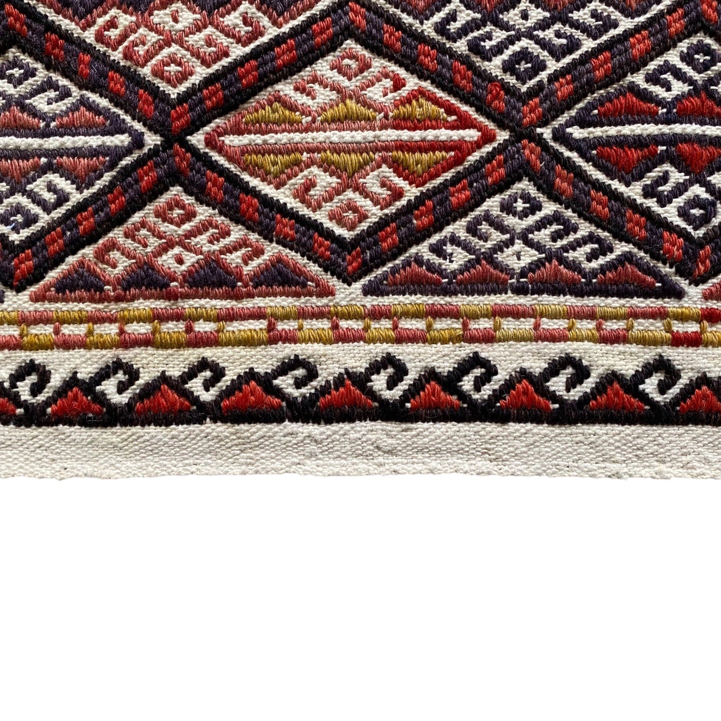 White Minimalist Kilim Rug Sofra - Kilim Art Gallery