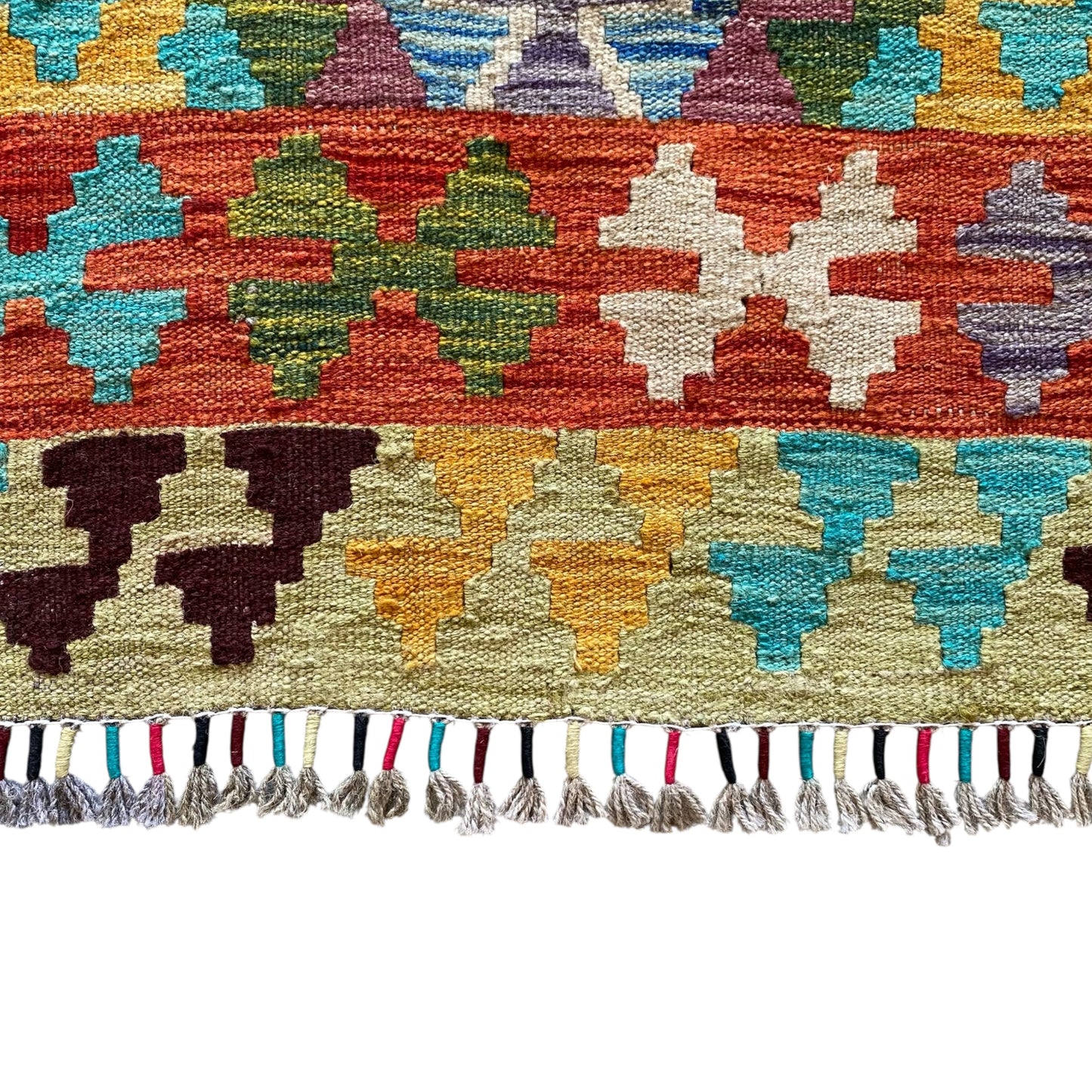 Yellow Purple Green Blue Kilim Runner Rug - Kilim Art Gallery