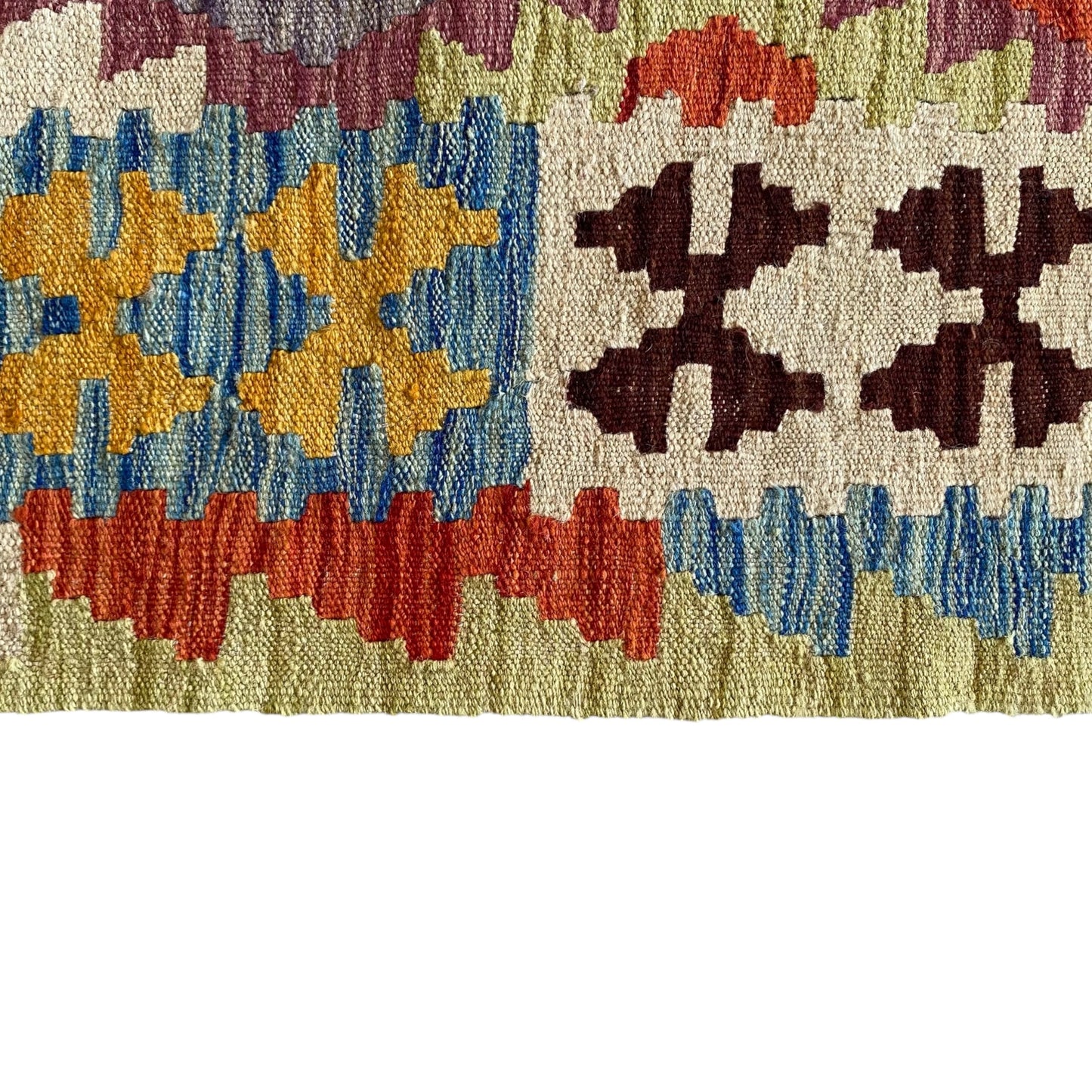 Yellow Purple Green Blue Kilim Runner Rug - Kilim Art Gallery