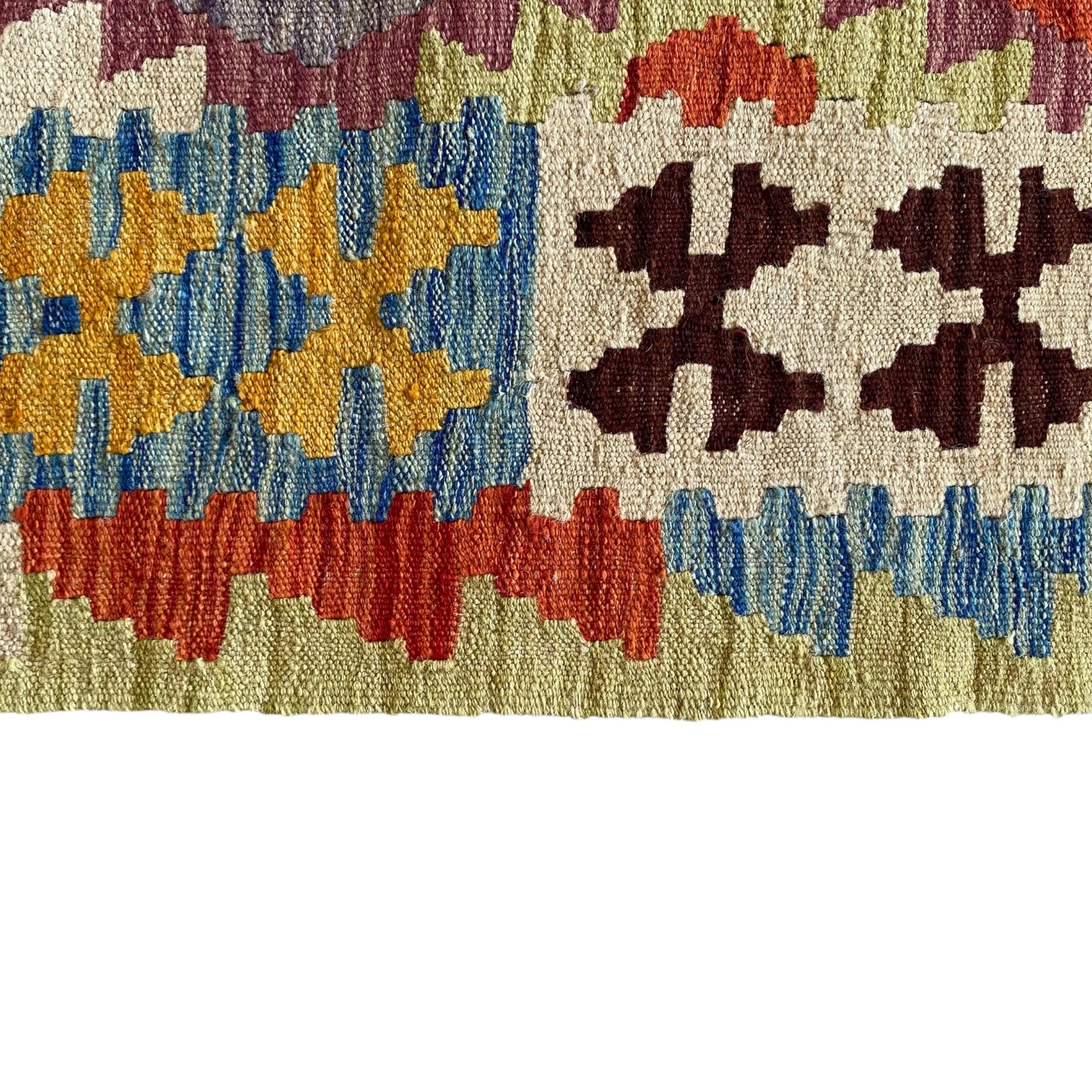 Yellow Purple Green Blue Kilim Runner Rug - Kilim Art Gallery