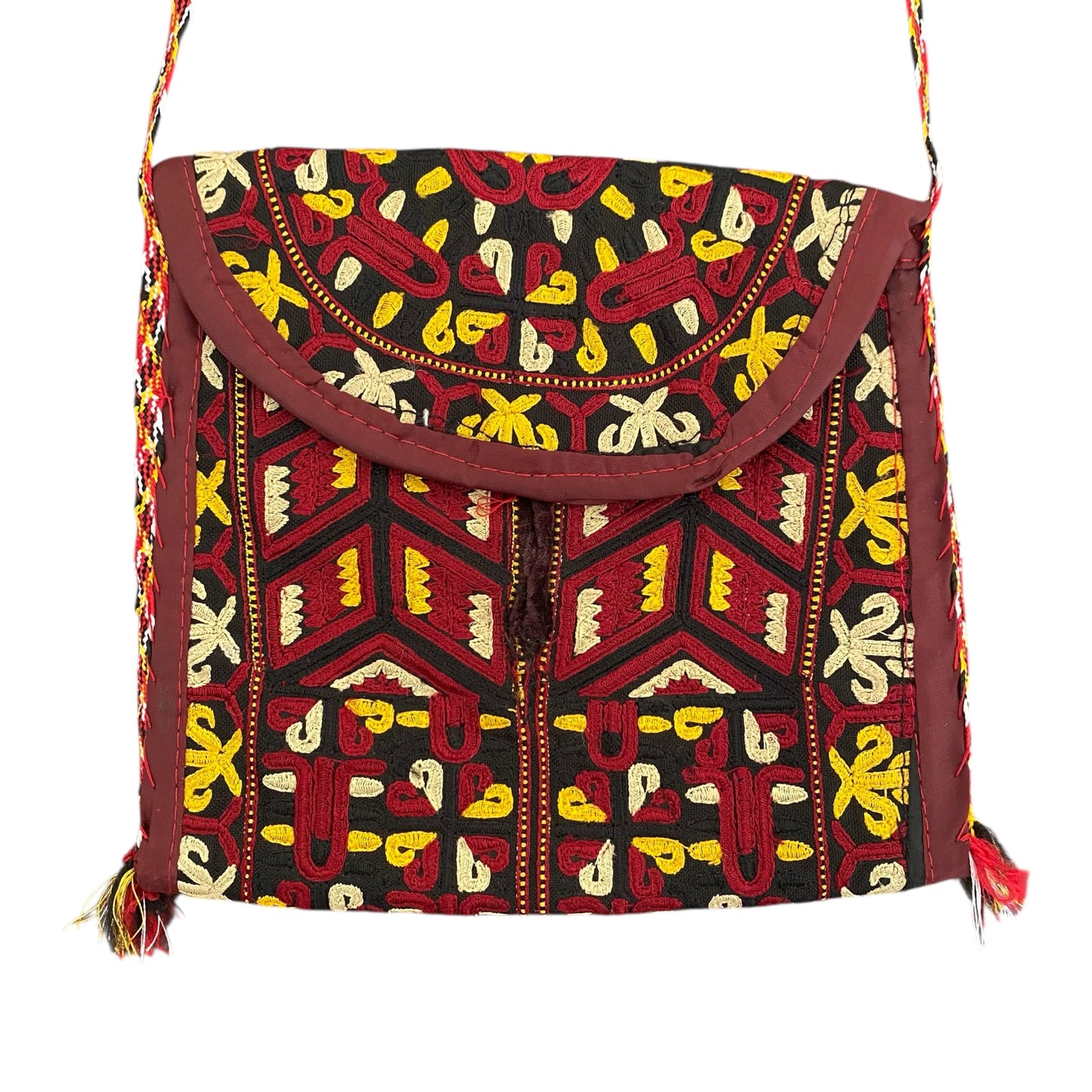 Yellow Red Ethnic Turkoman Crossbody Small Sling Bag / Pouch - Kilim Art Gallery