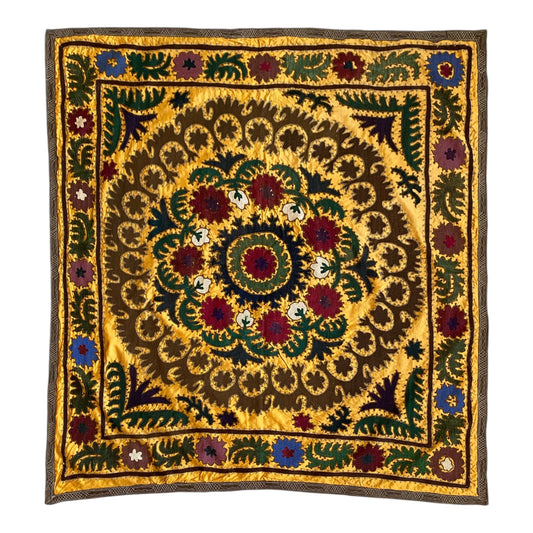 Yellow Square Suzani Textile Wall Hanging - Kilim Art Gallery
