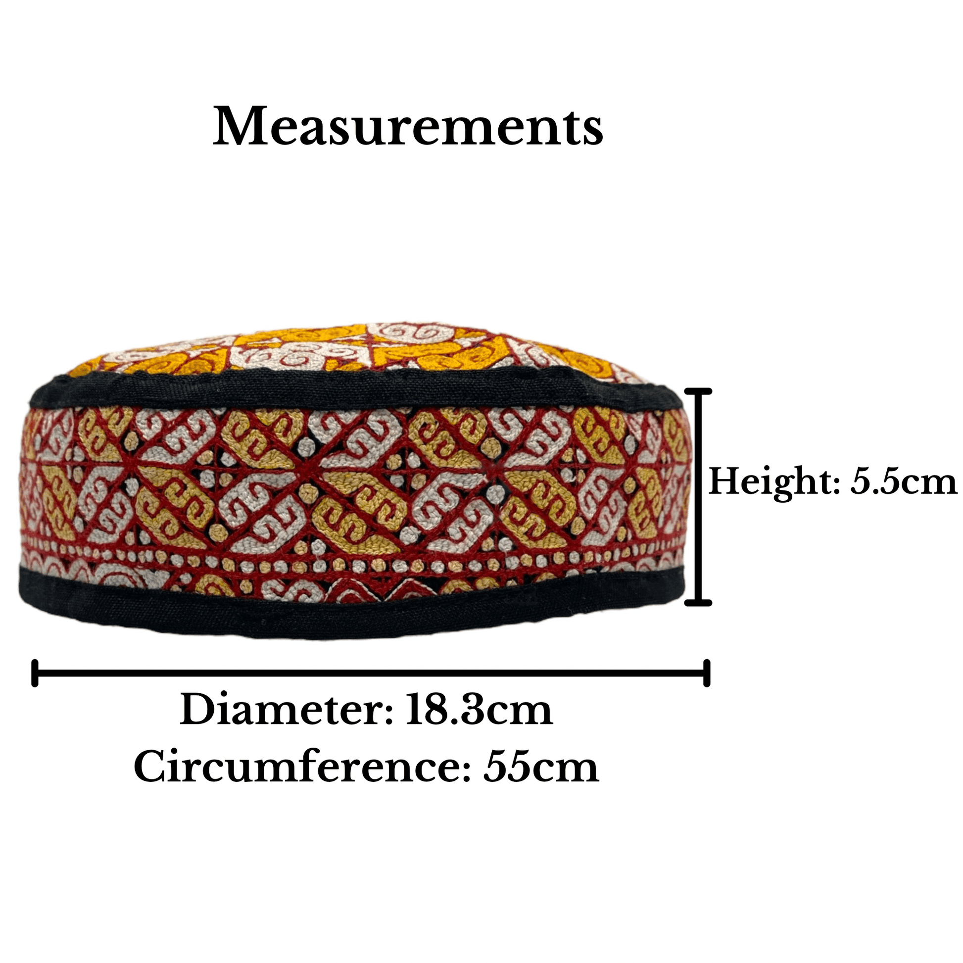 Yellow White Red Turkmen Amu Derya Hat - Kilim Art Gallery