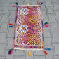Colorful Pink Yellow Cicim/Jijim Kilim Yastik Rug